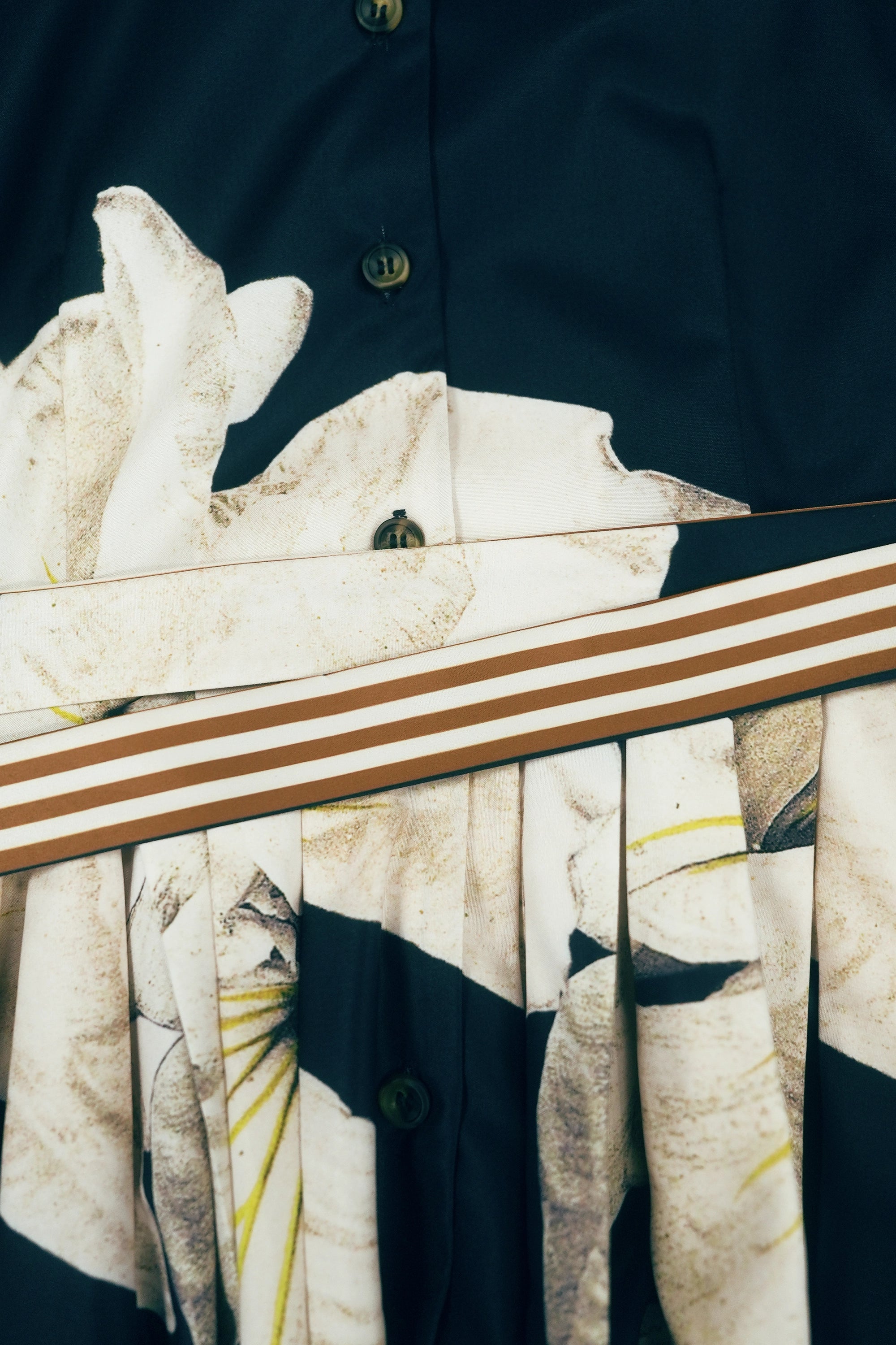 Stand Collar Dual Box Pleat Dress (Iris)