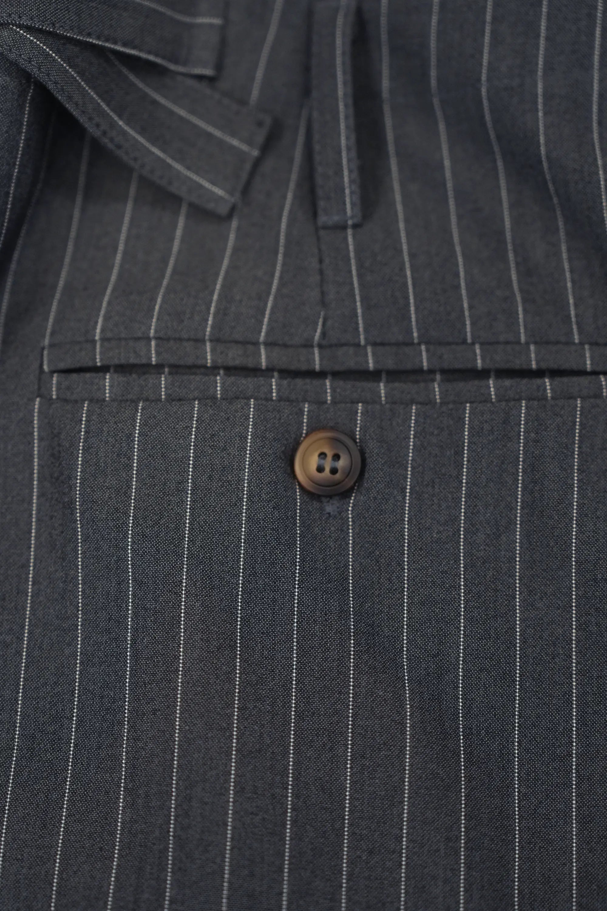 Pleated Peg Trousers (Grey Pinstripe)