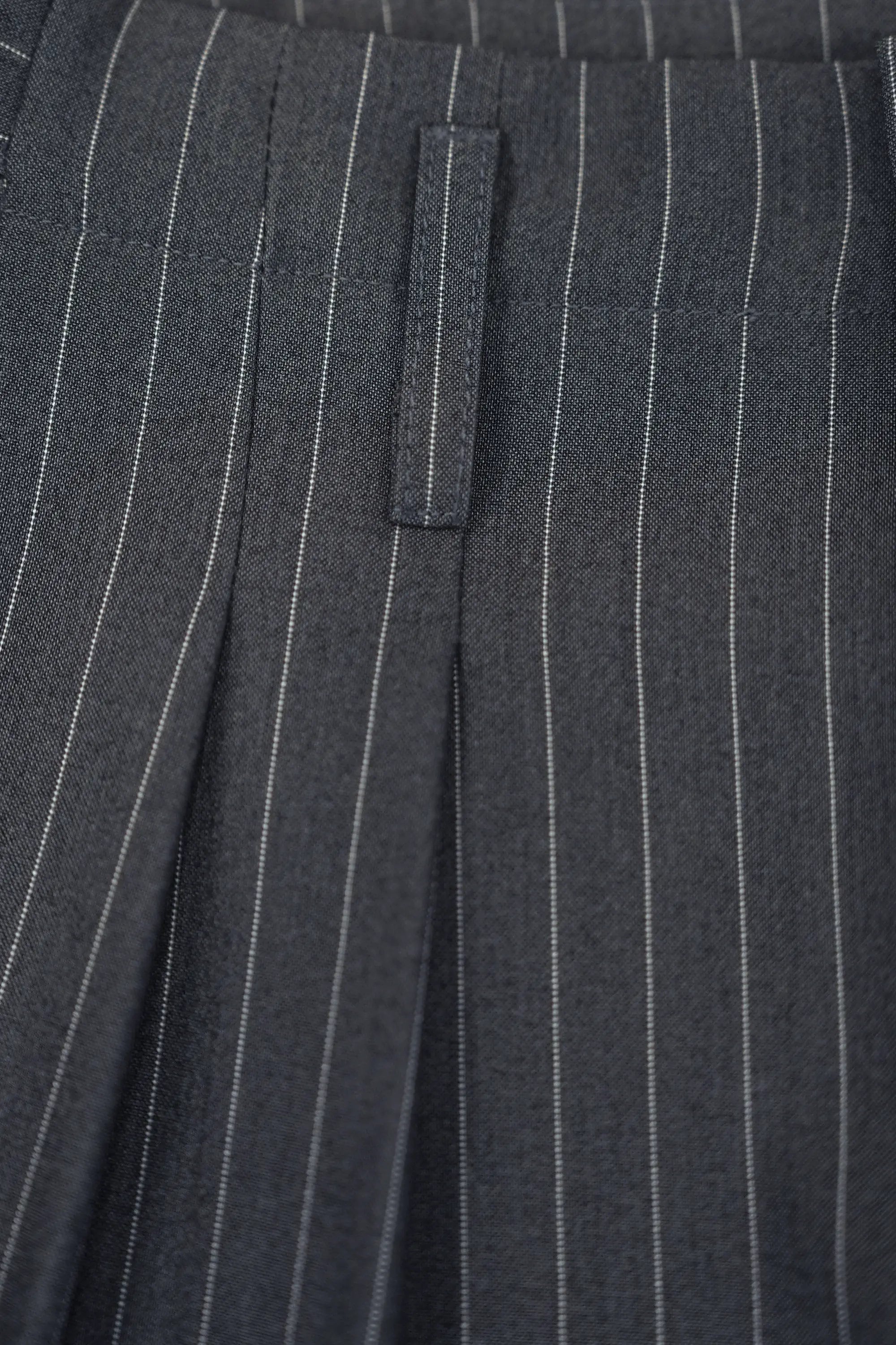 Pleated Peg Trousers (Grey Pinstripe)