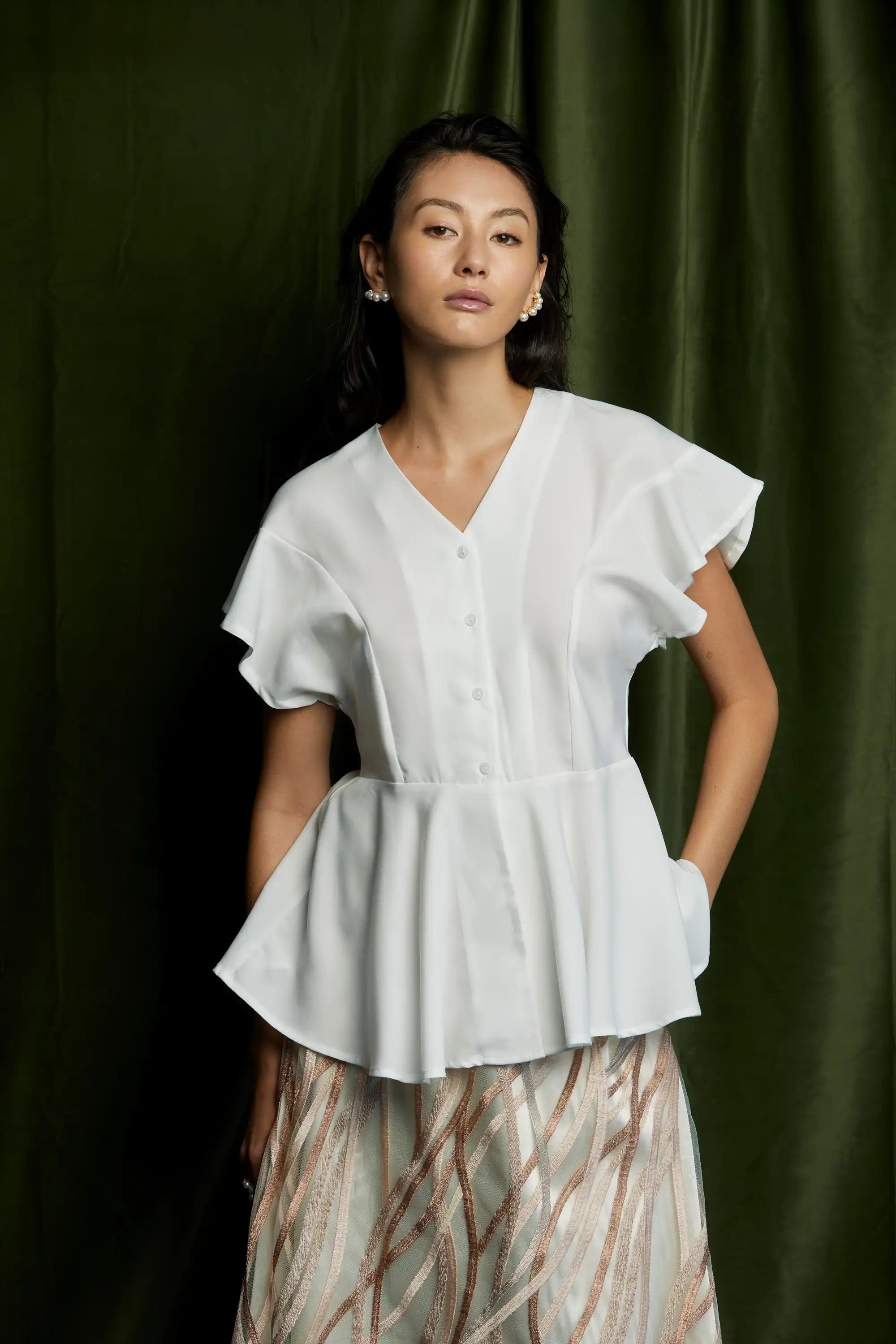 Bluebell Peplum Top (White)