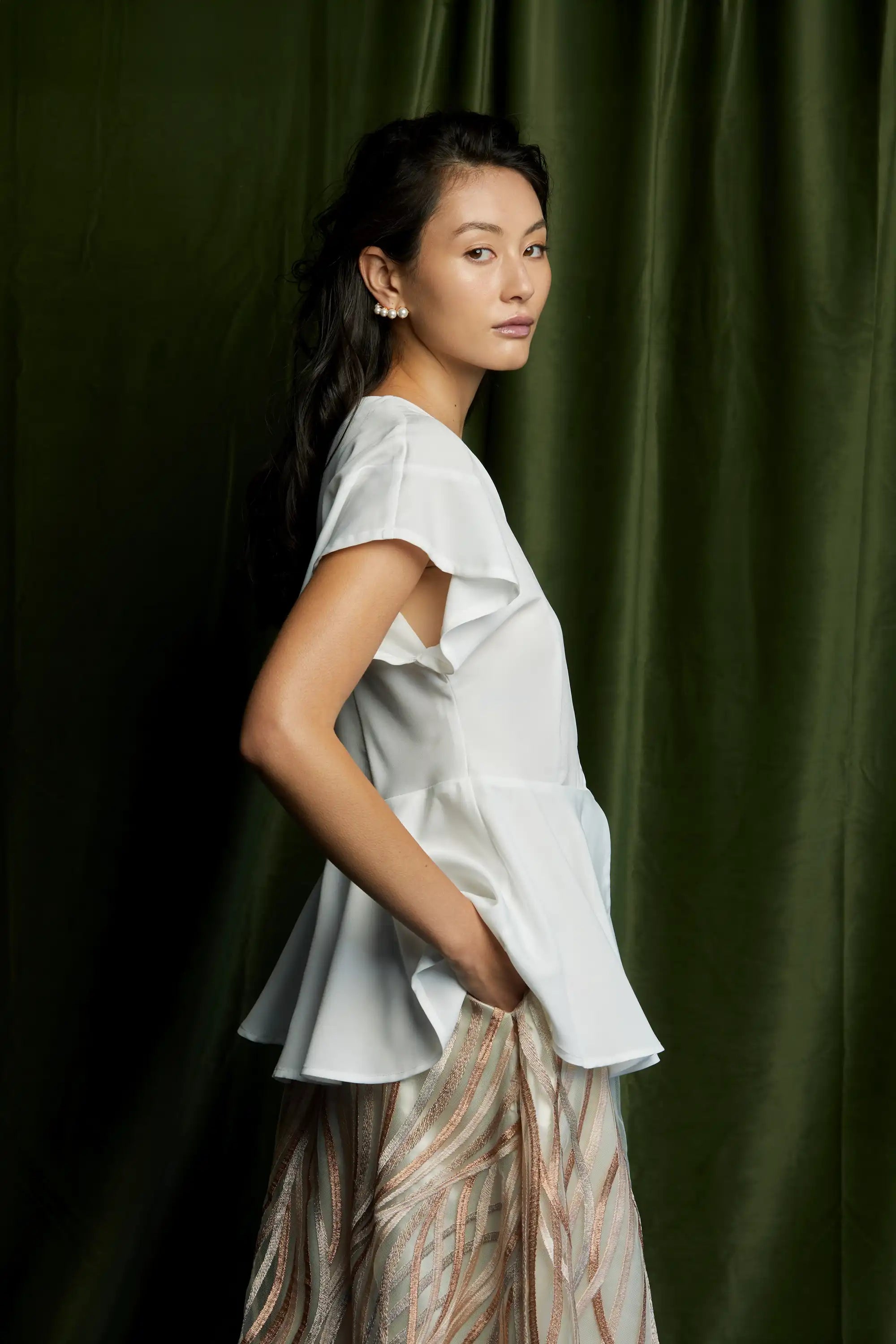 Bluebell Peplum Top (White)