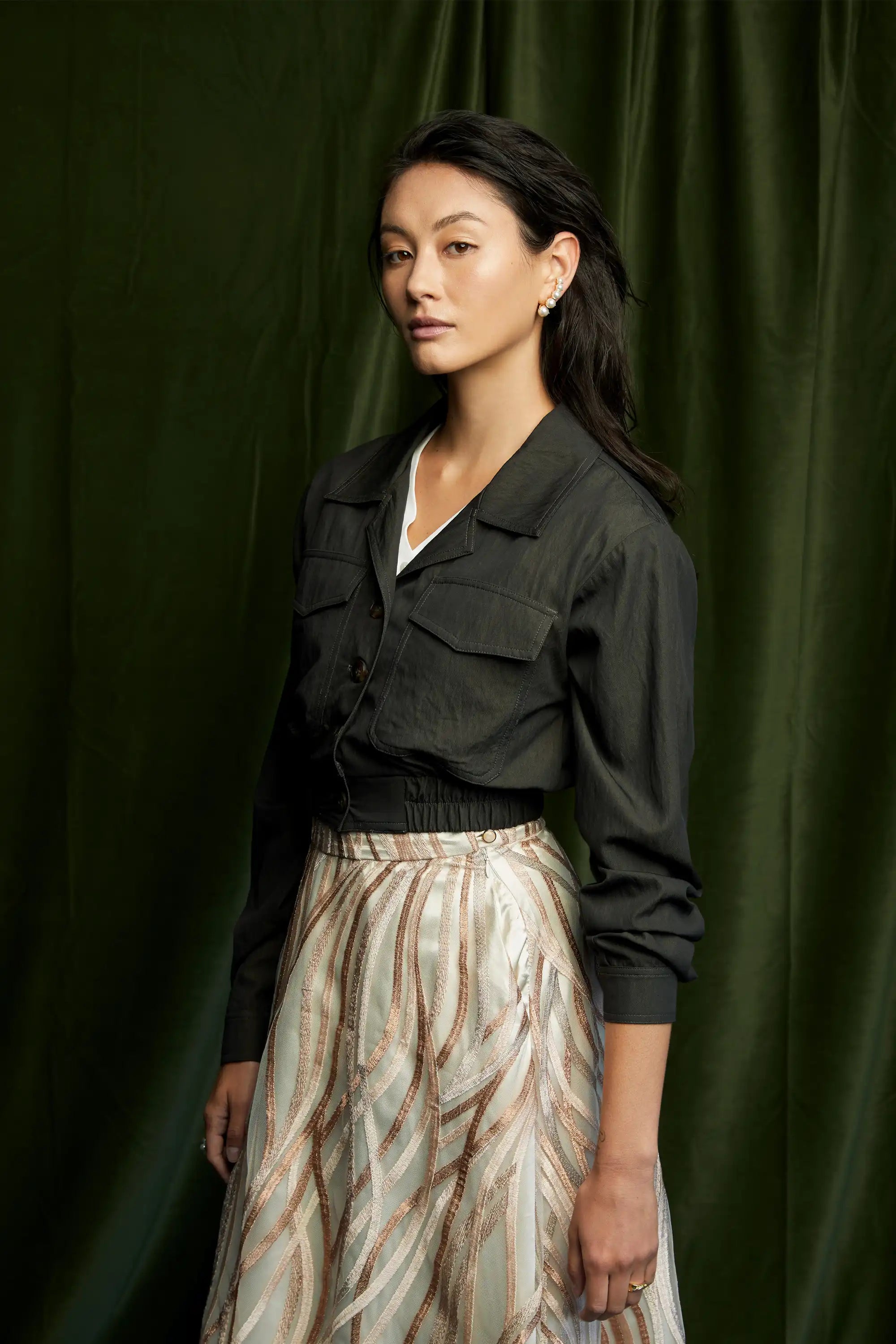 Cropped Utilitarian Jacket (Olive)