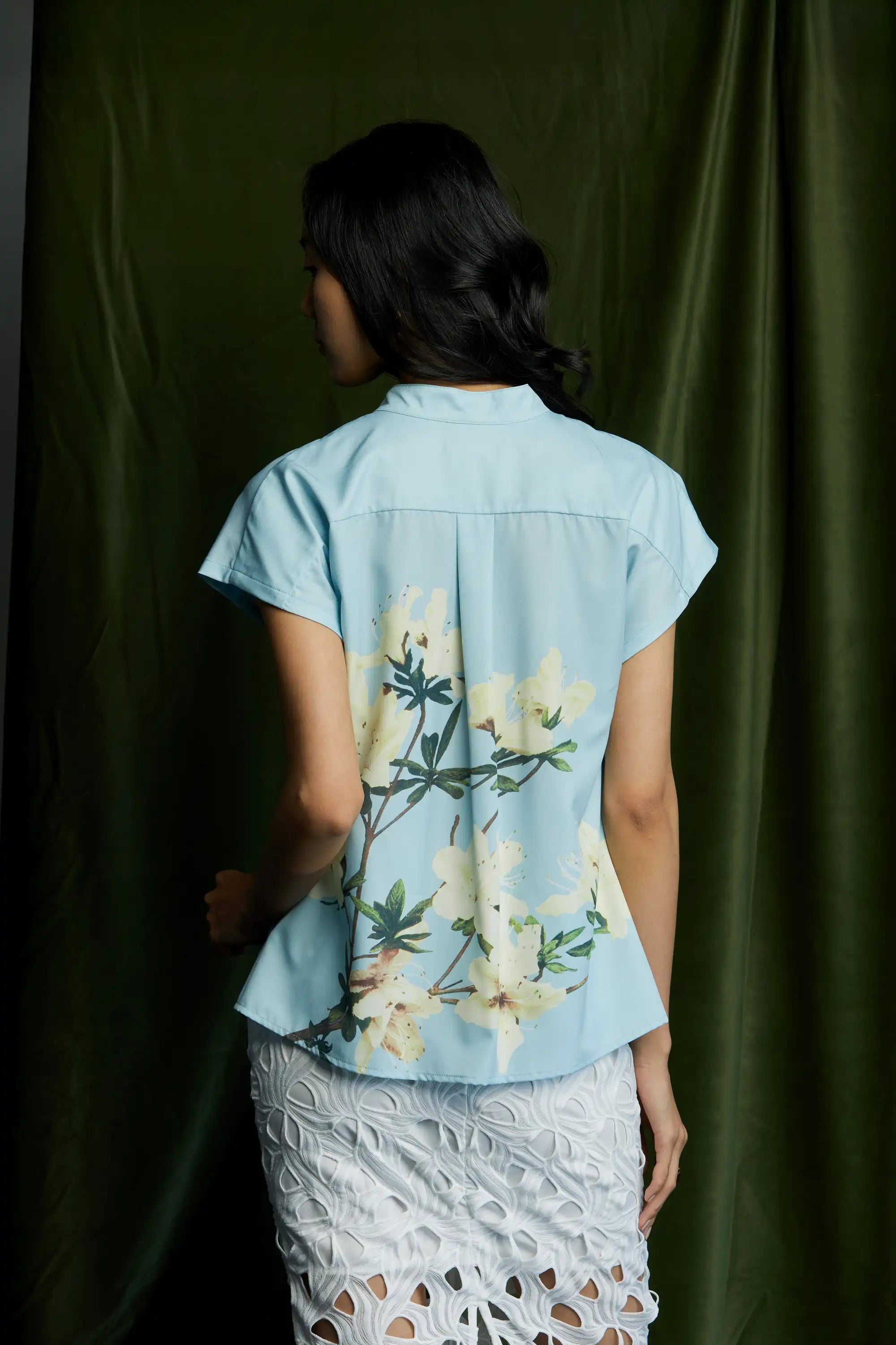 Micro-Chinese Collar Top (Azalea)