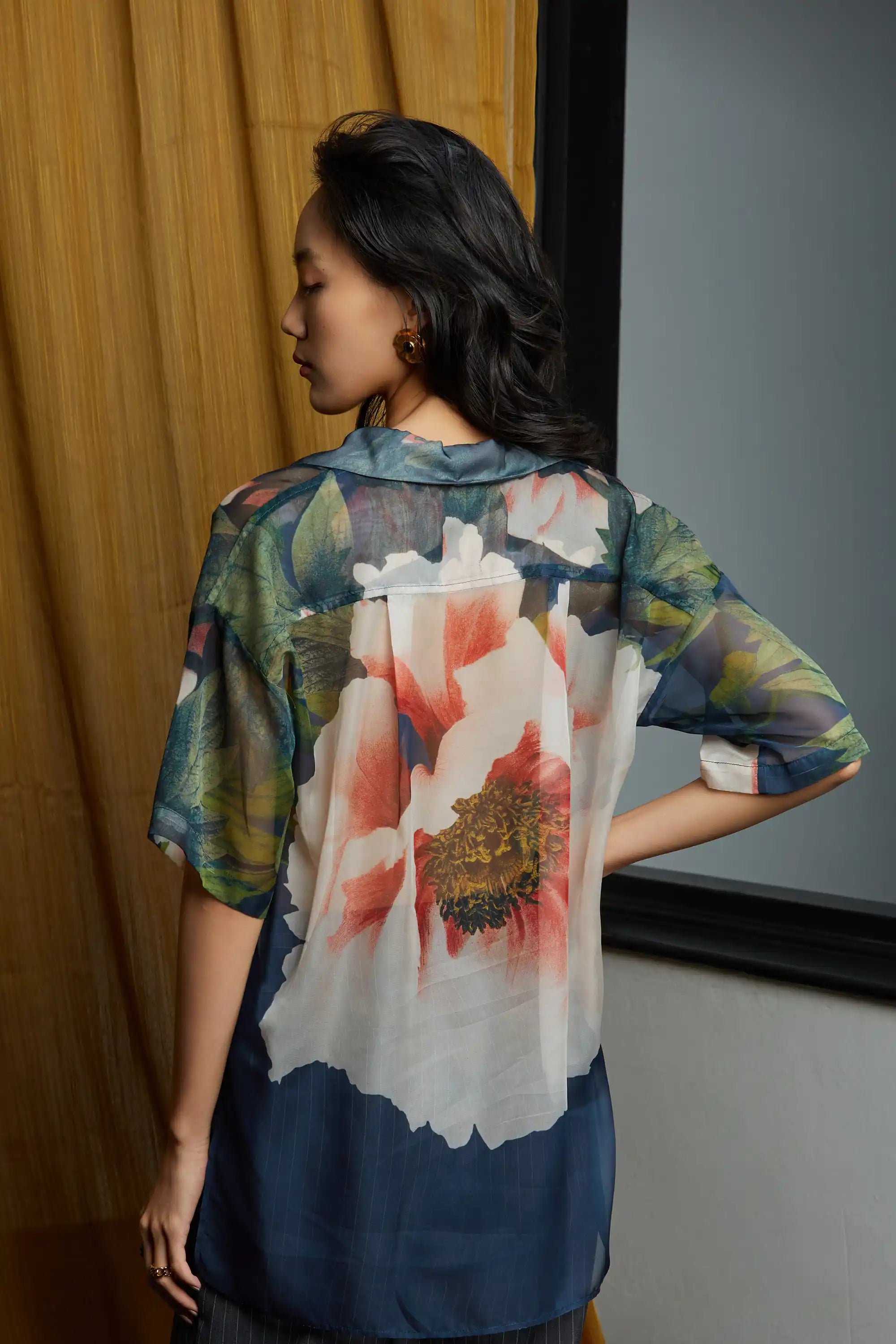 Unisex Cuban Shirt (Peony)