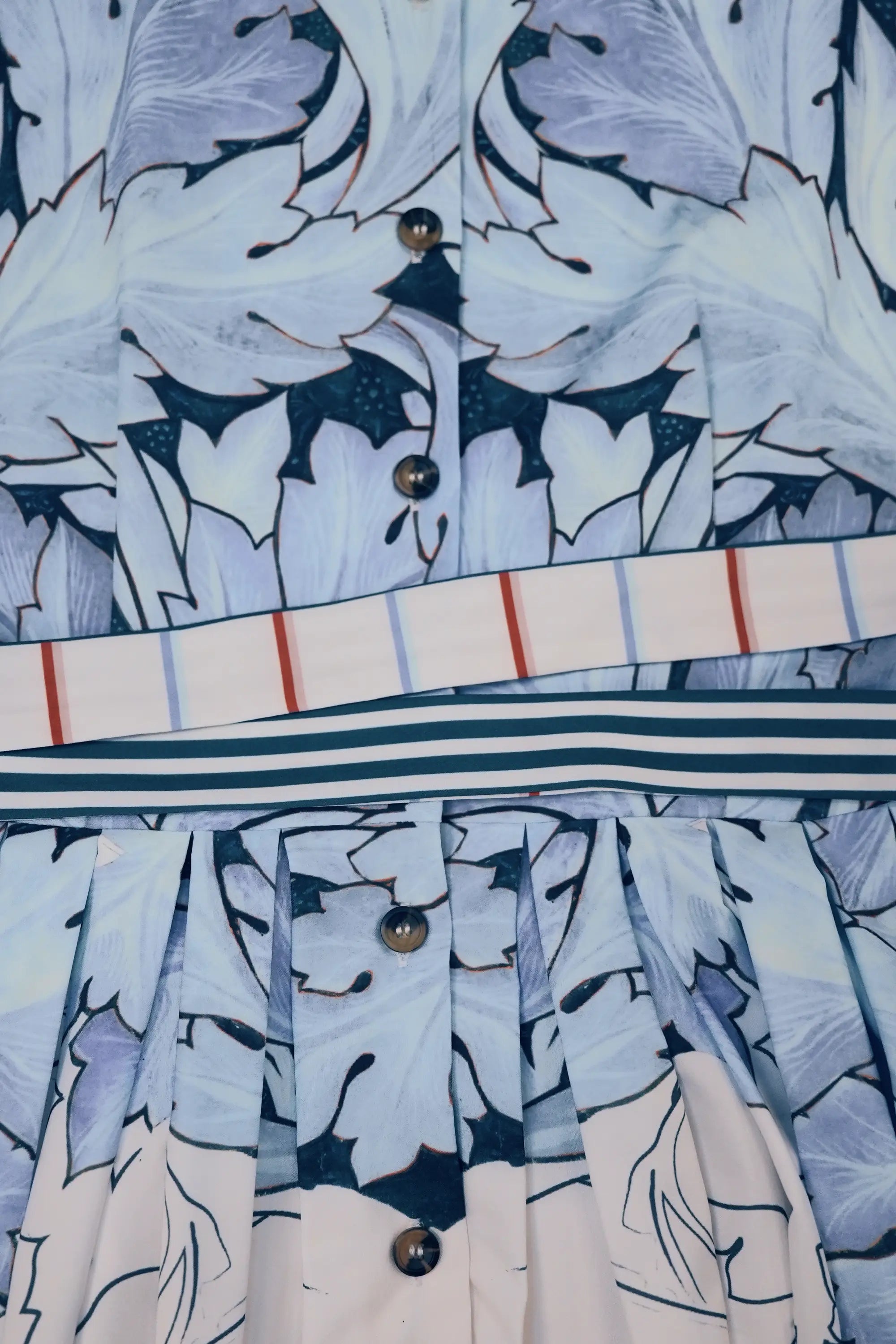 Stand Collar Dual Pleat Dress (Acanthus)