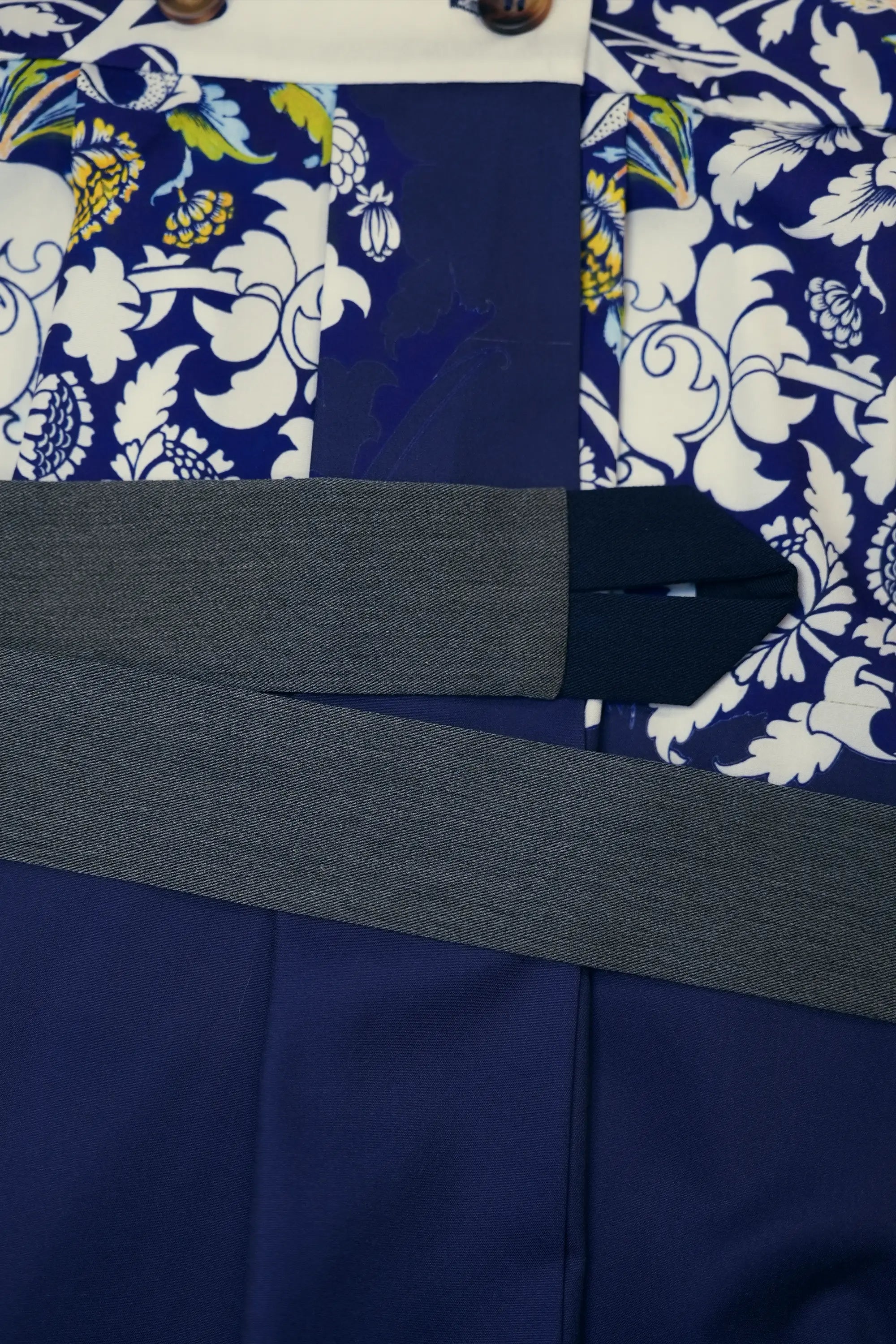 Close-up of detachable belt on Arrayed Peony trench dress