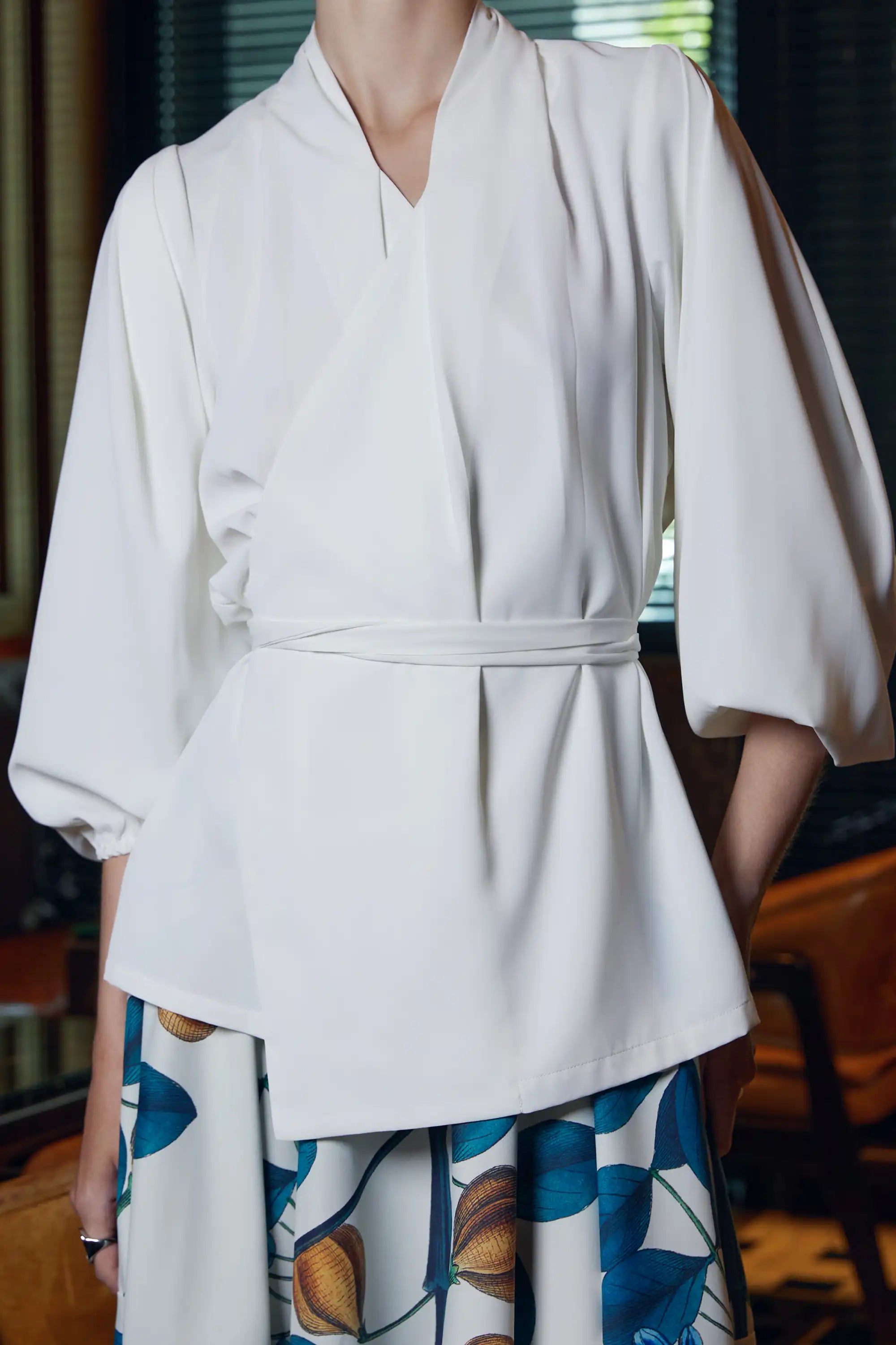 Calla Wrap Blouse (White)