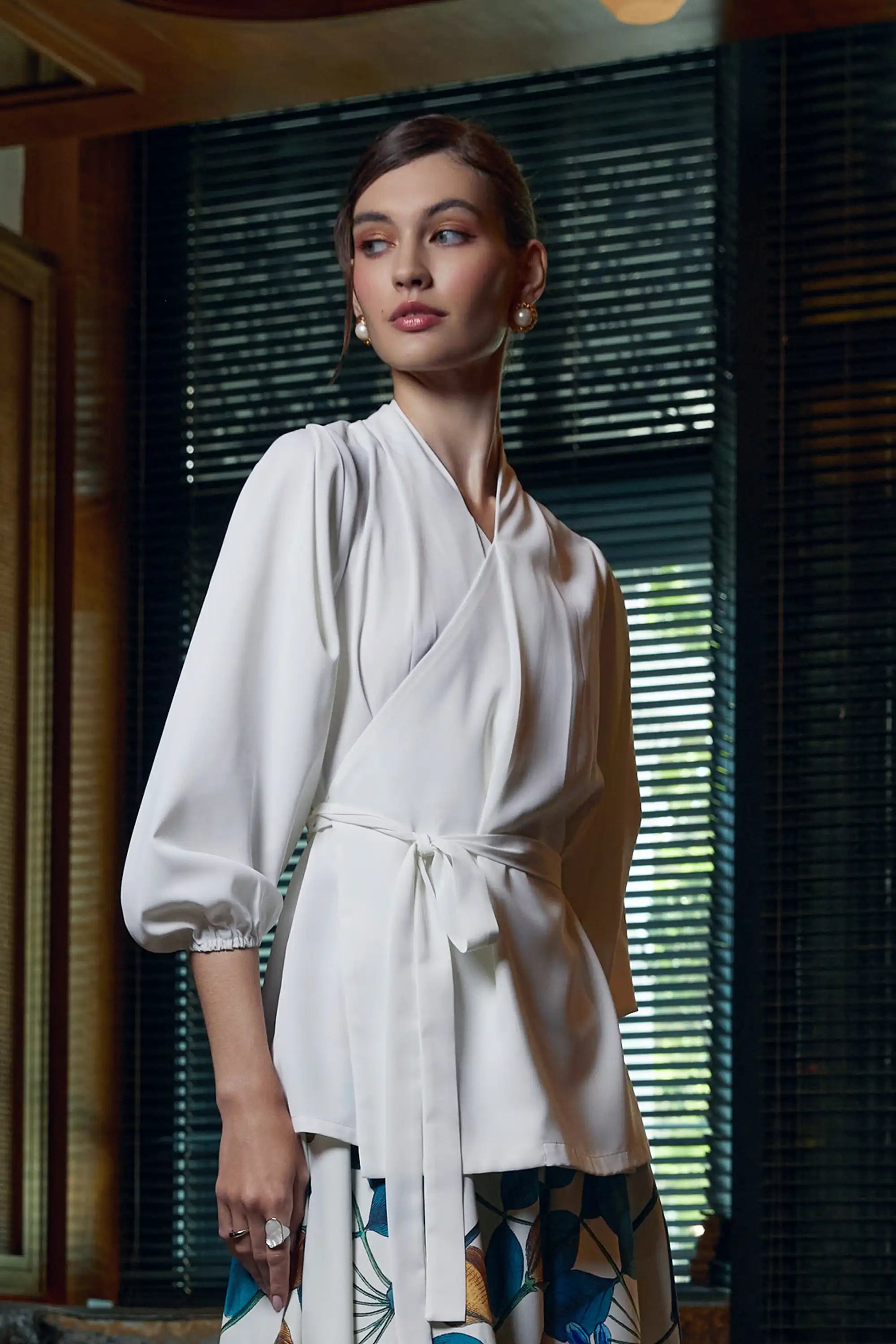 Calla Wrap Blouse (White)