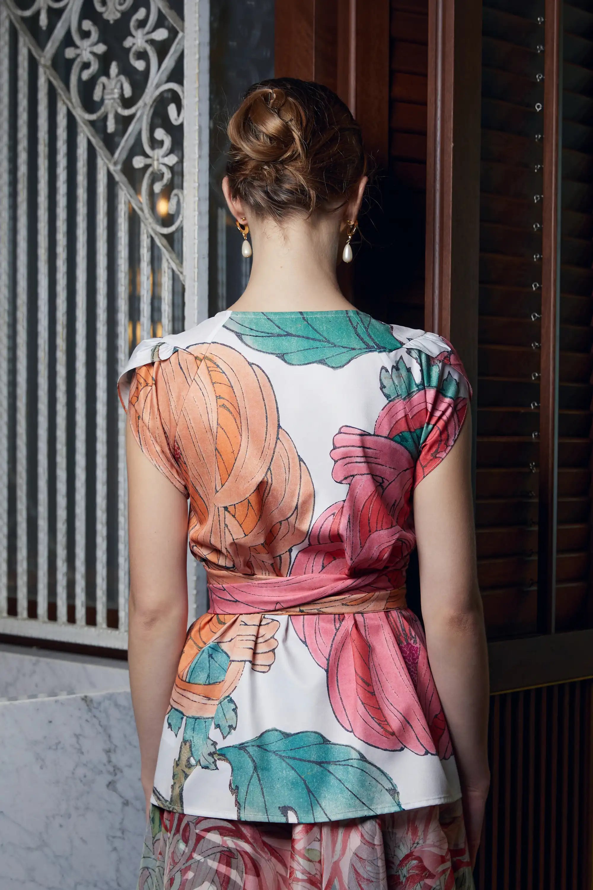 Criss Cross Tulip Blouse (Chrysanthemums)