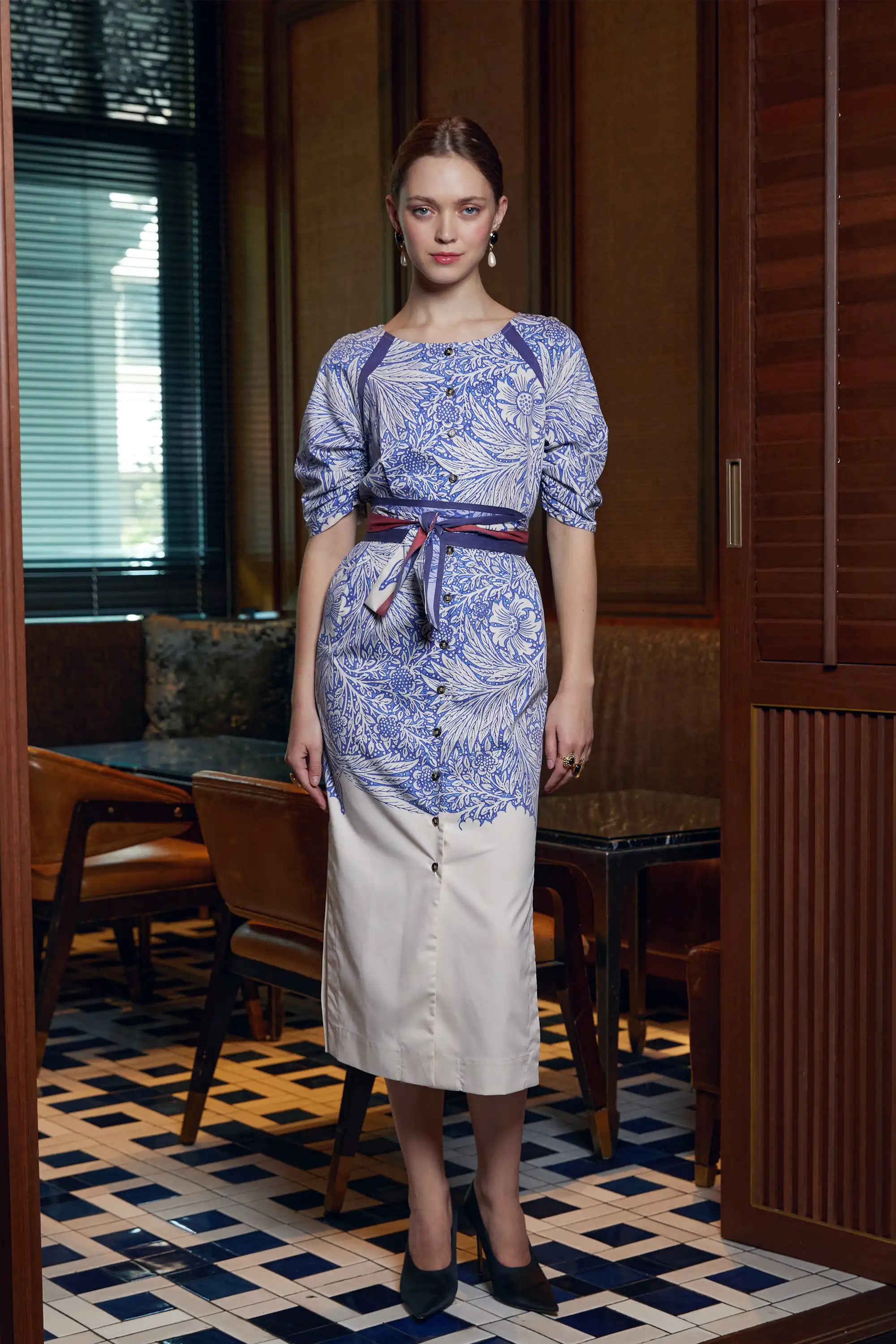 Fan Pencil Dress (Marigold)