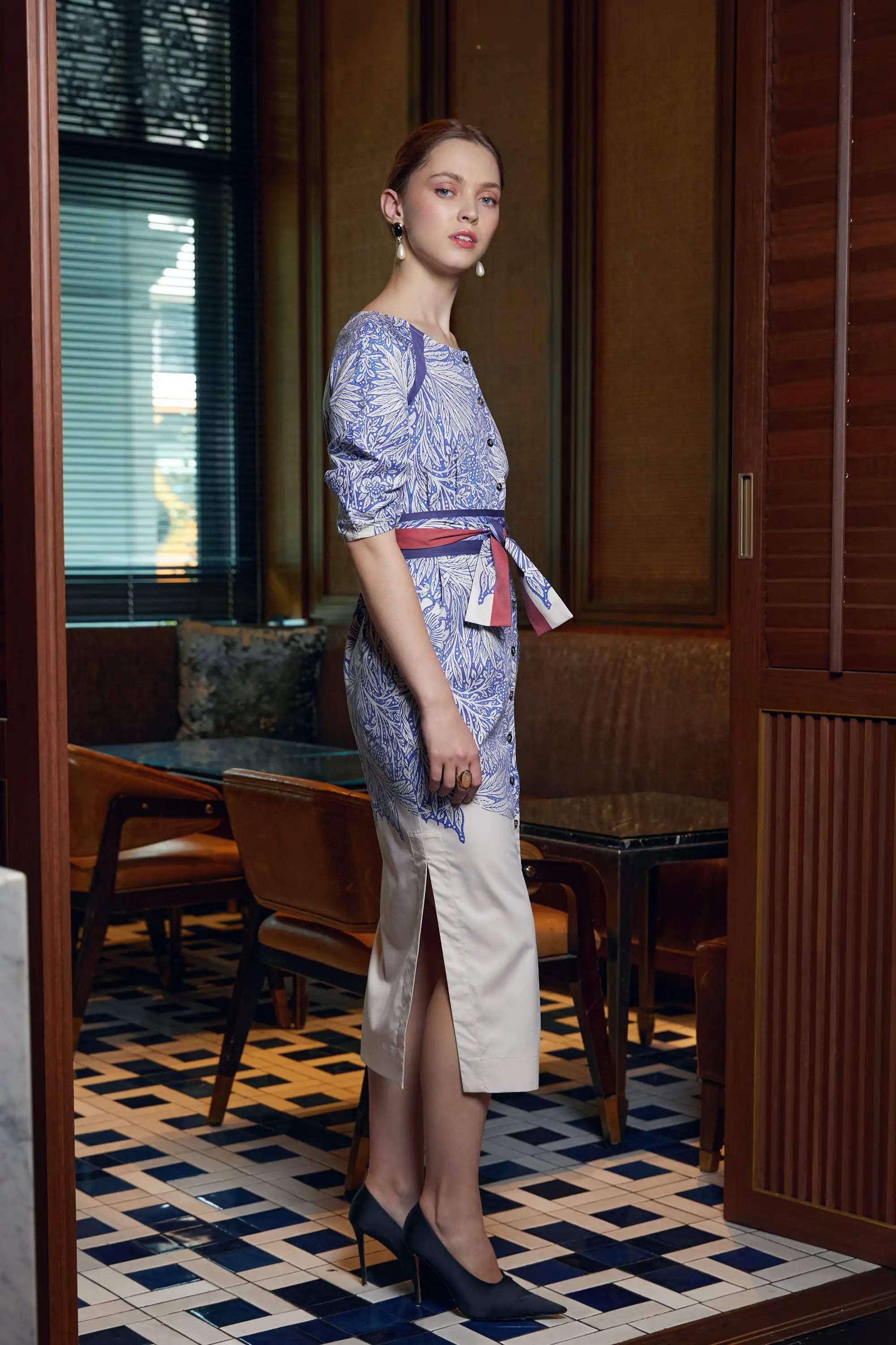Fan Pencil Dress (Marigold)