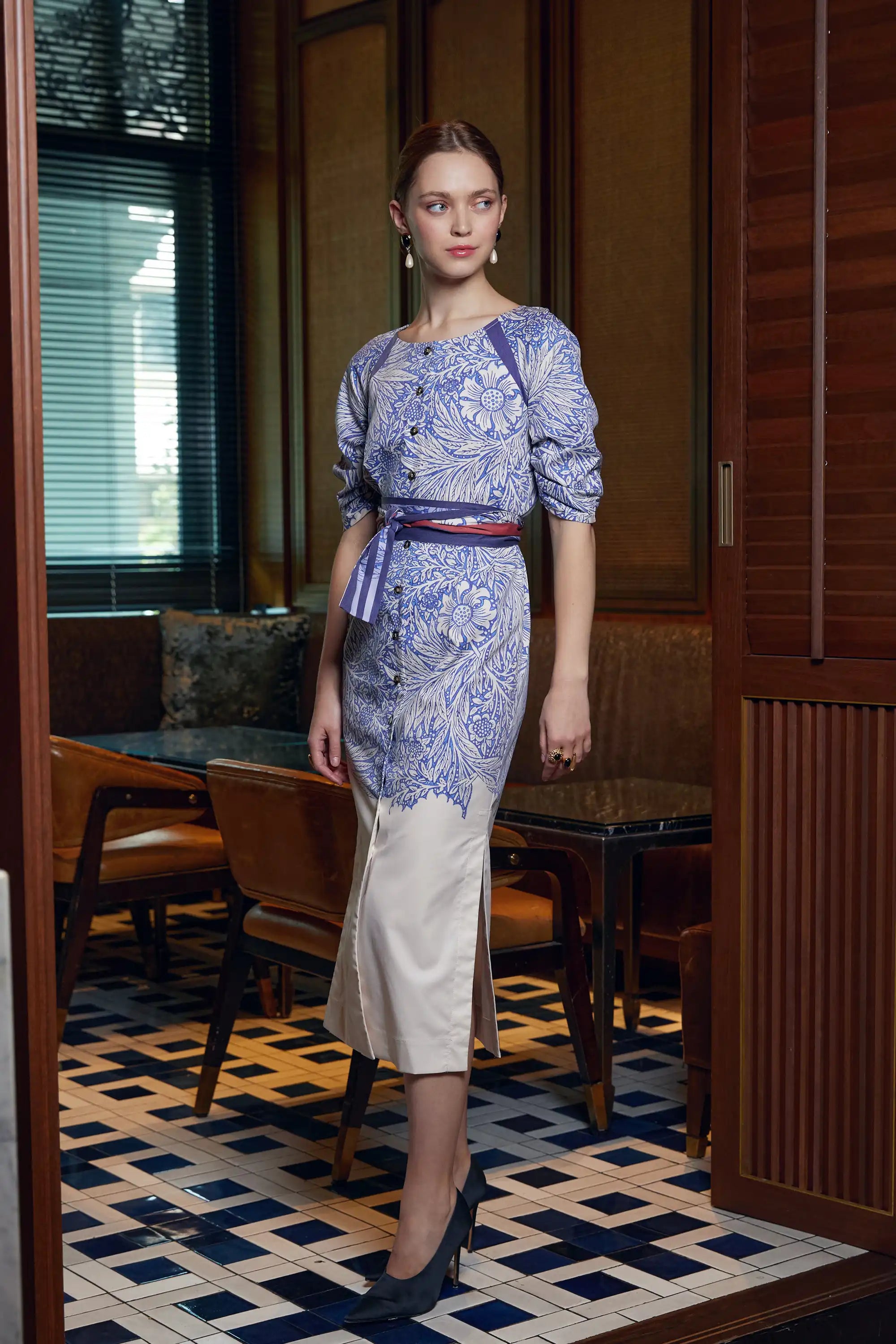 Fan Pencil Dress (Marigold)