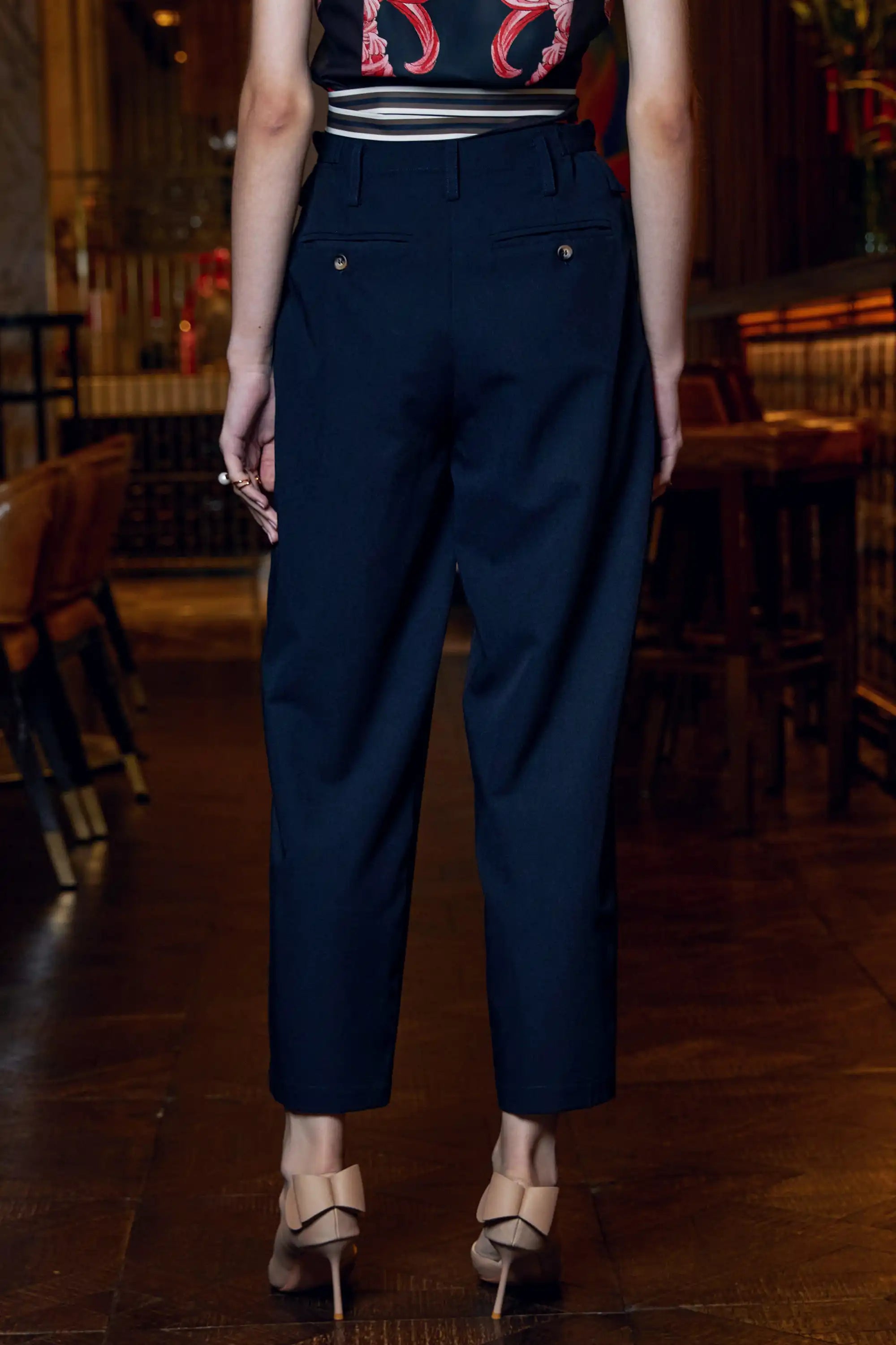 Pleated Peg Trousers (Navy)