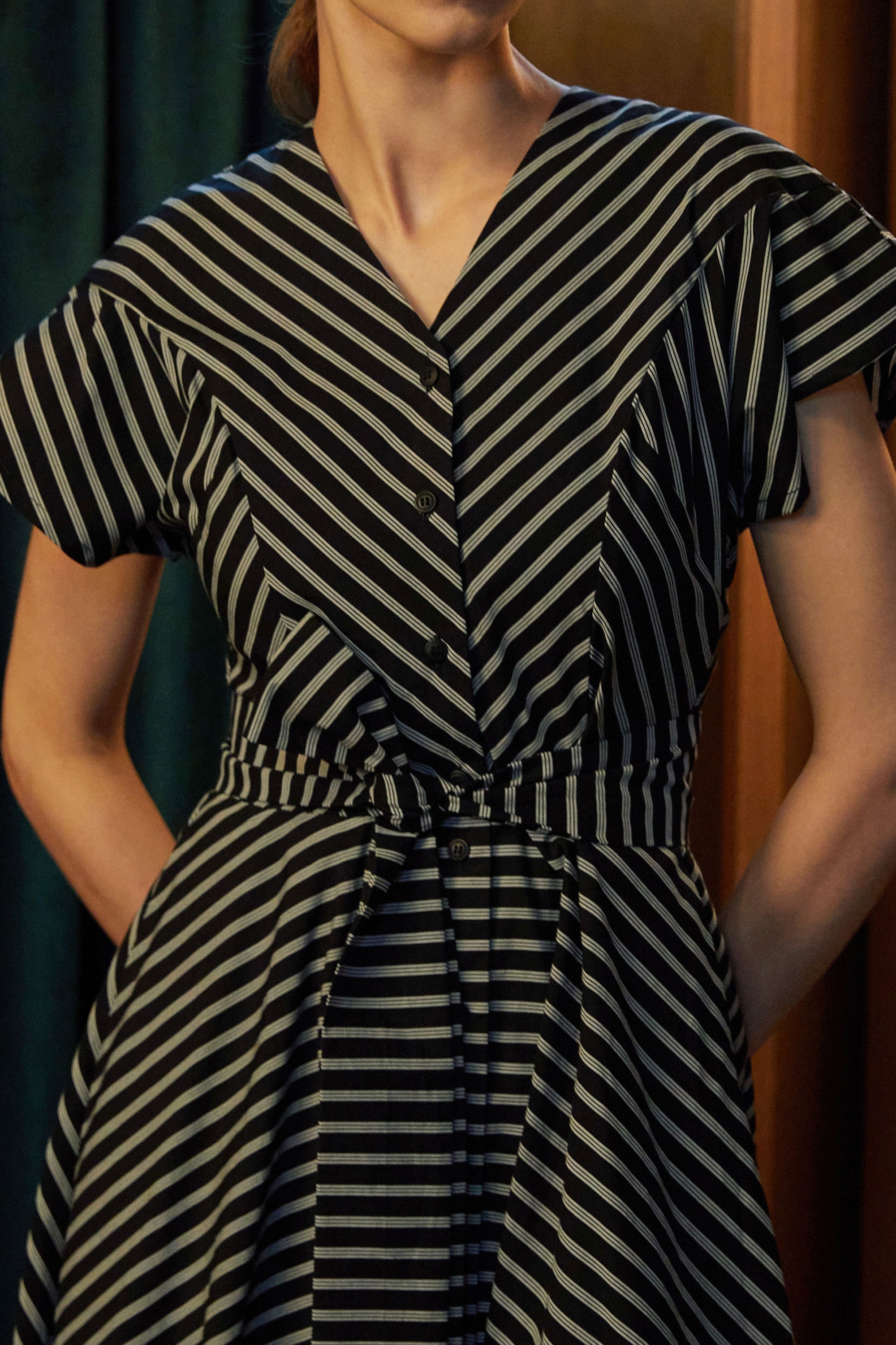 Bluebell Dress (Black Stripes)