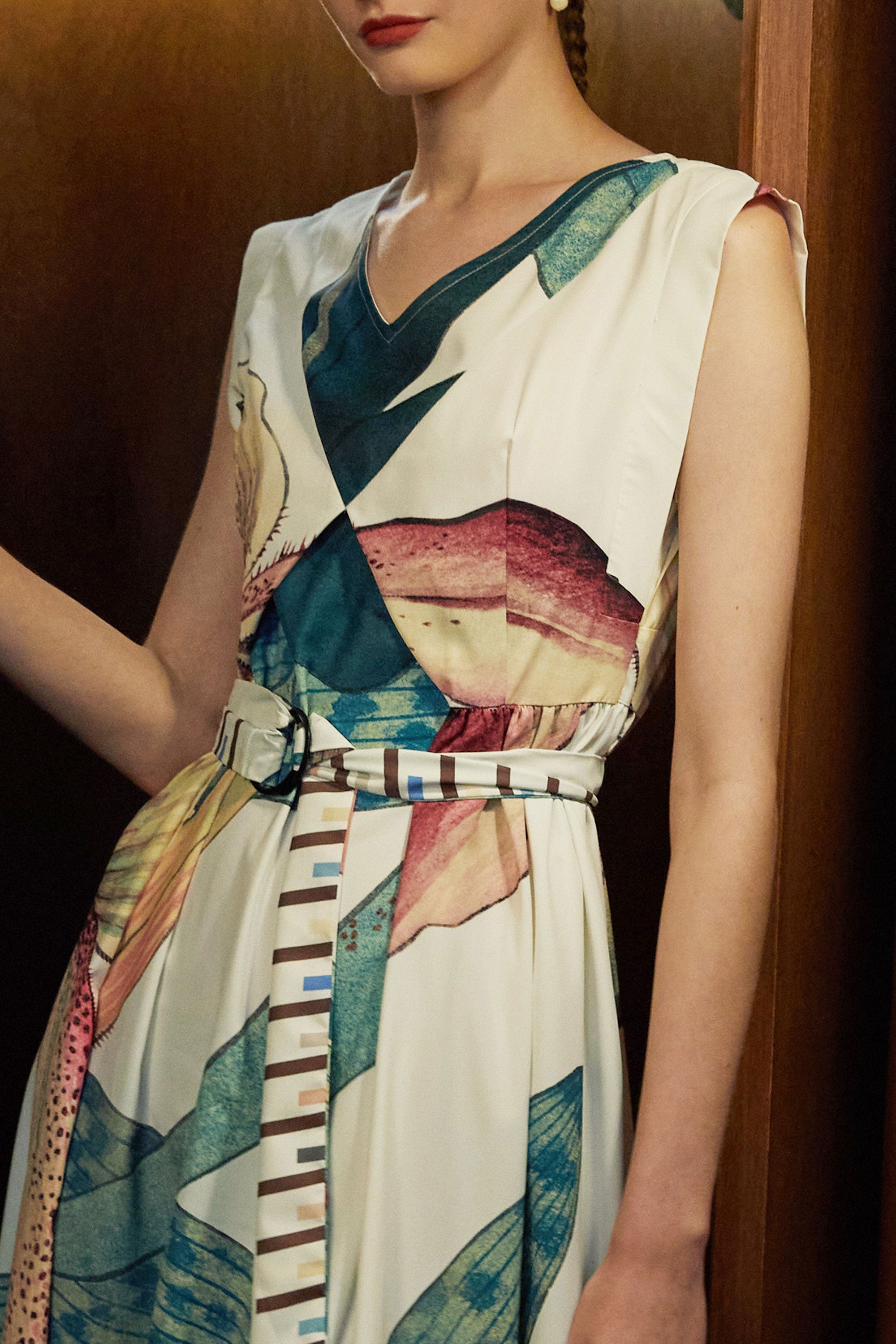 Origami Square Sleeve Dress (Paphiopedilum Orchid)