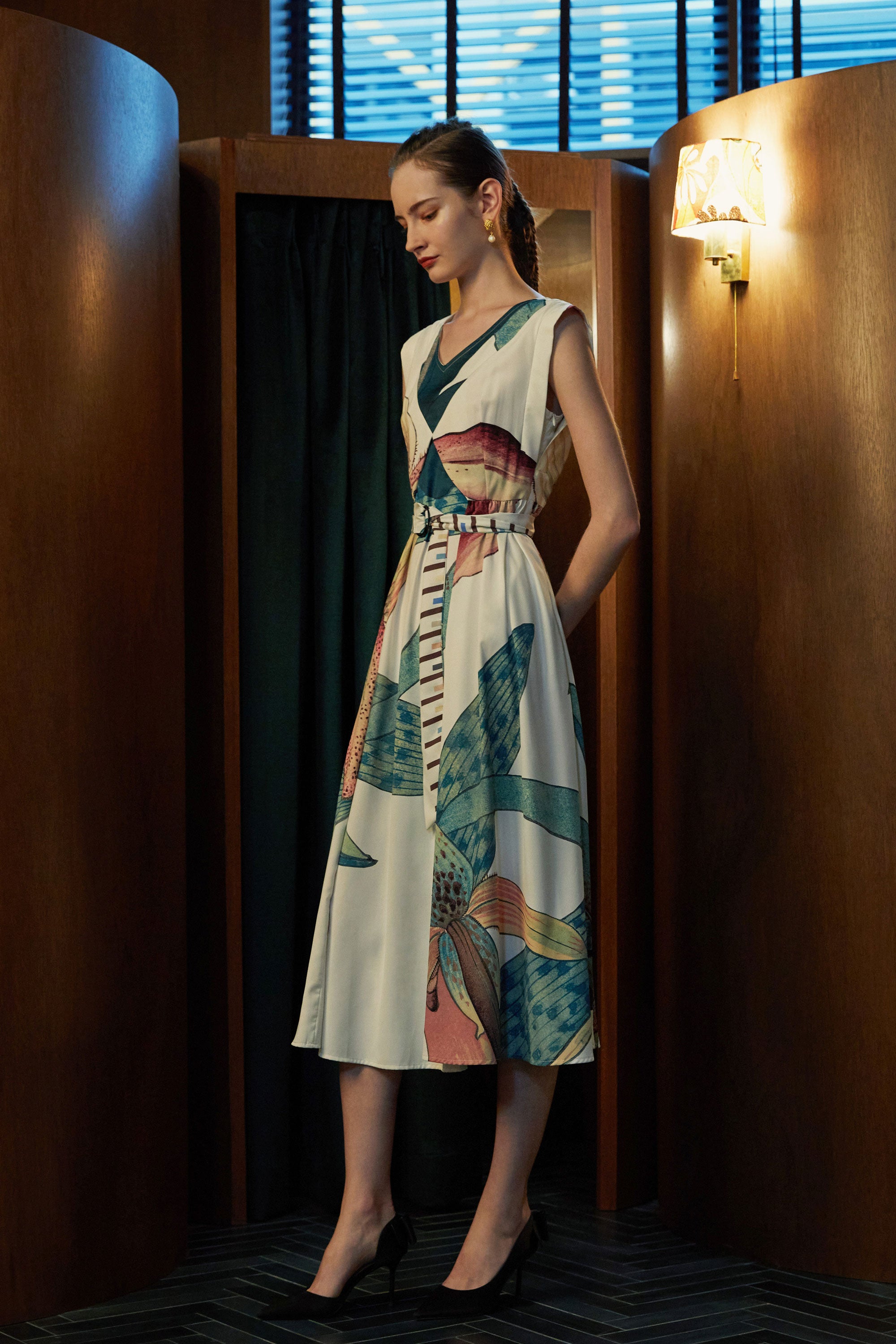 Origami Square Sleeve Dress (Paphiopedilum Orchid)