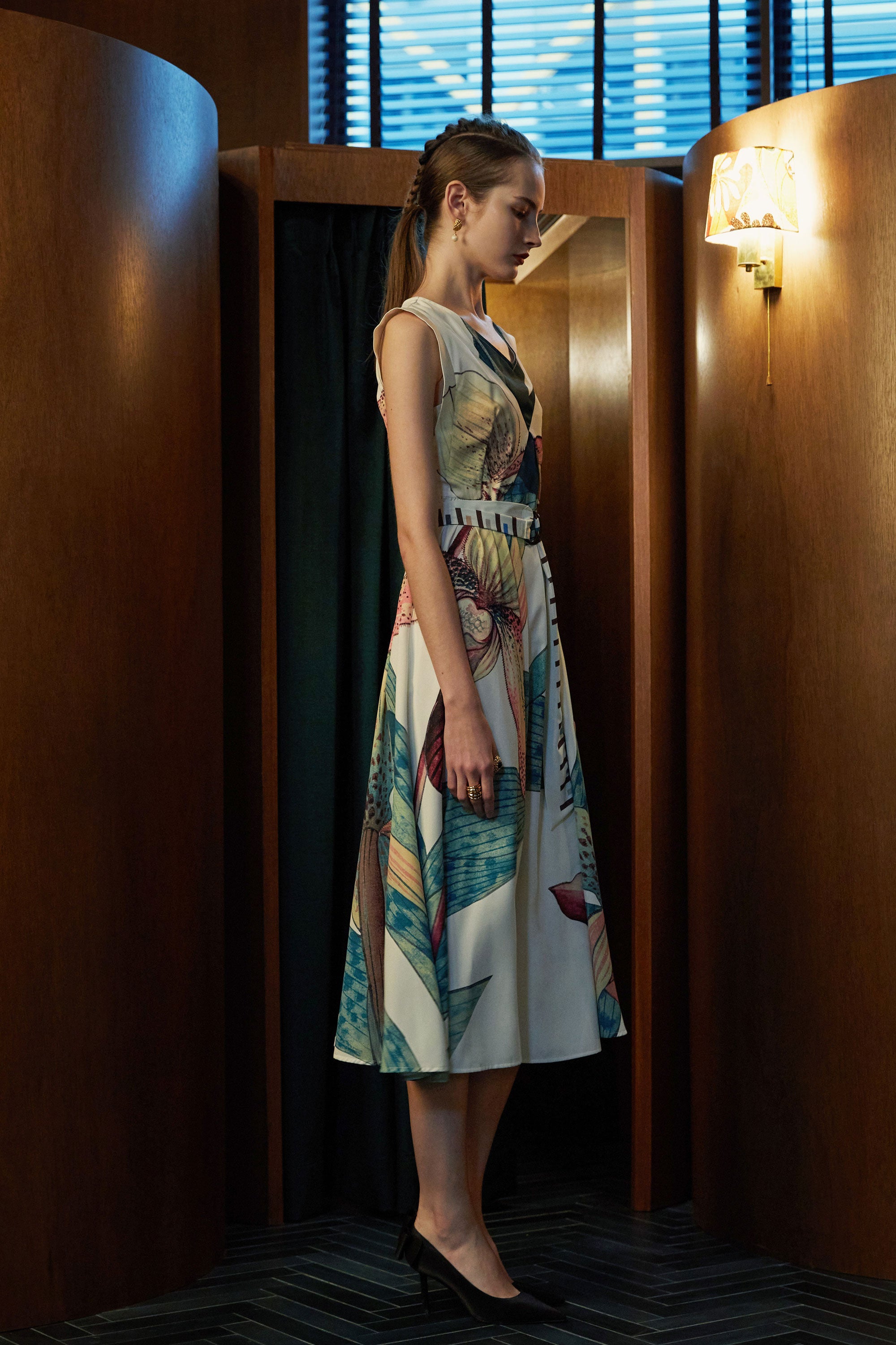 Origami Square Sleeve Dress (Paphiopedilum Orchid)