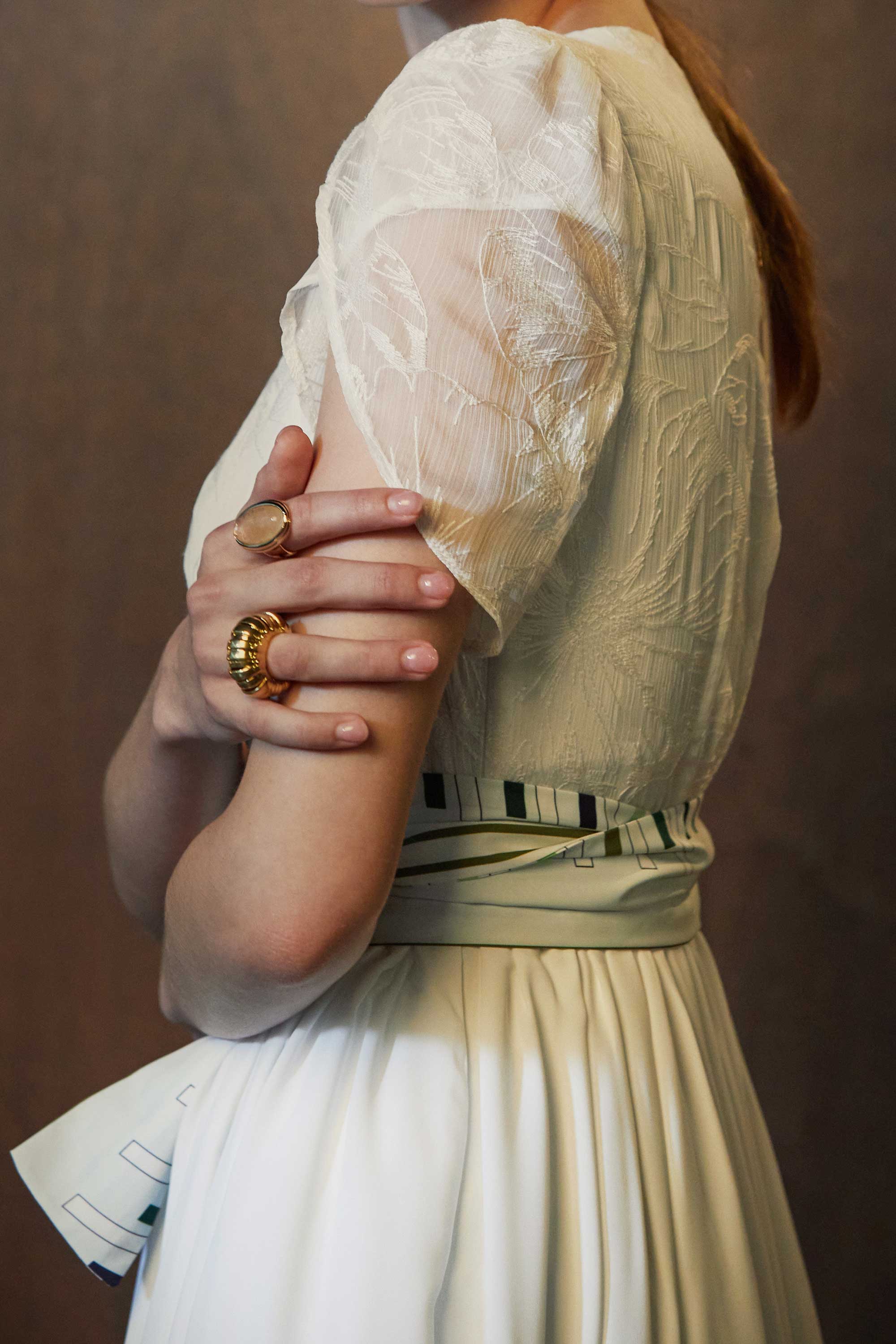 Petal Sleeves Shirtwaist Dress (White Lace)