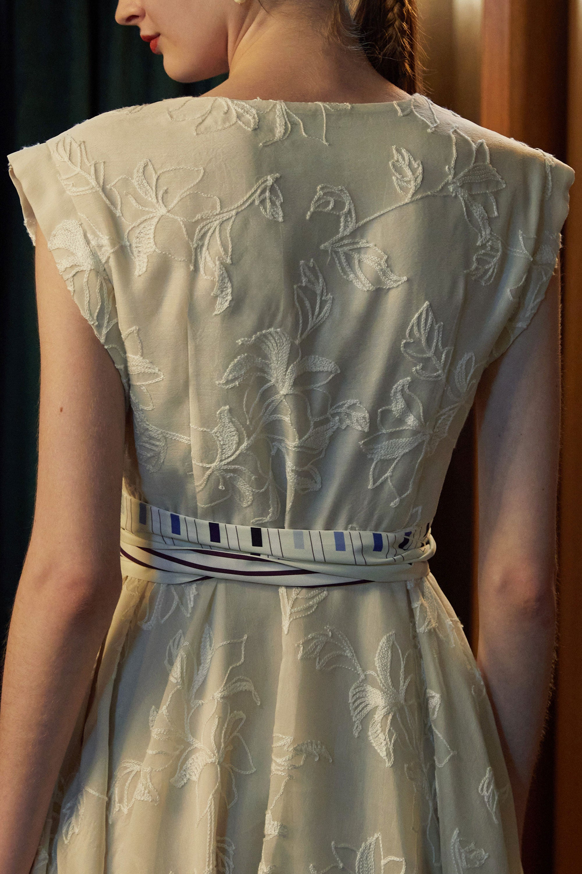 Square Sleeves Fit & Flare Dress (Lace)