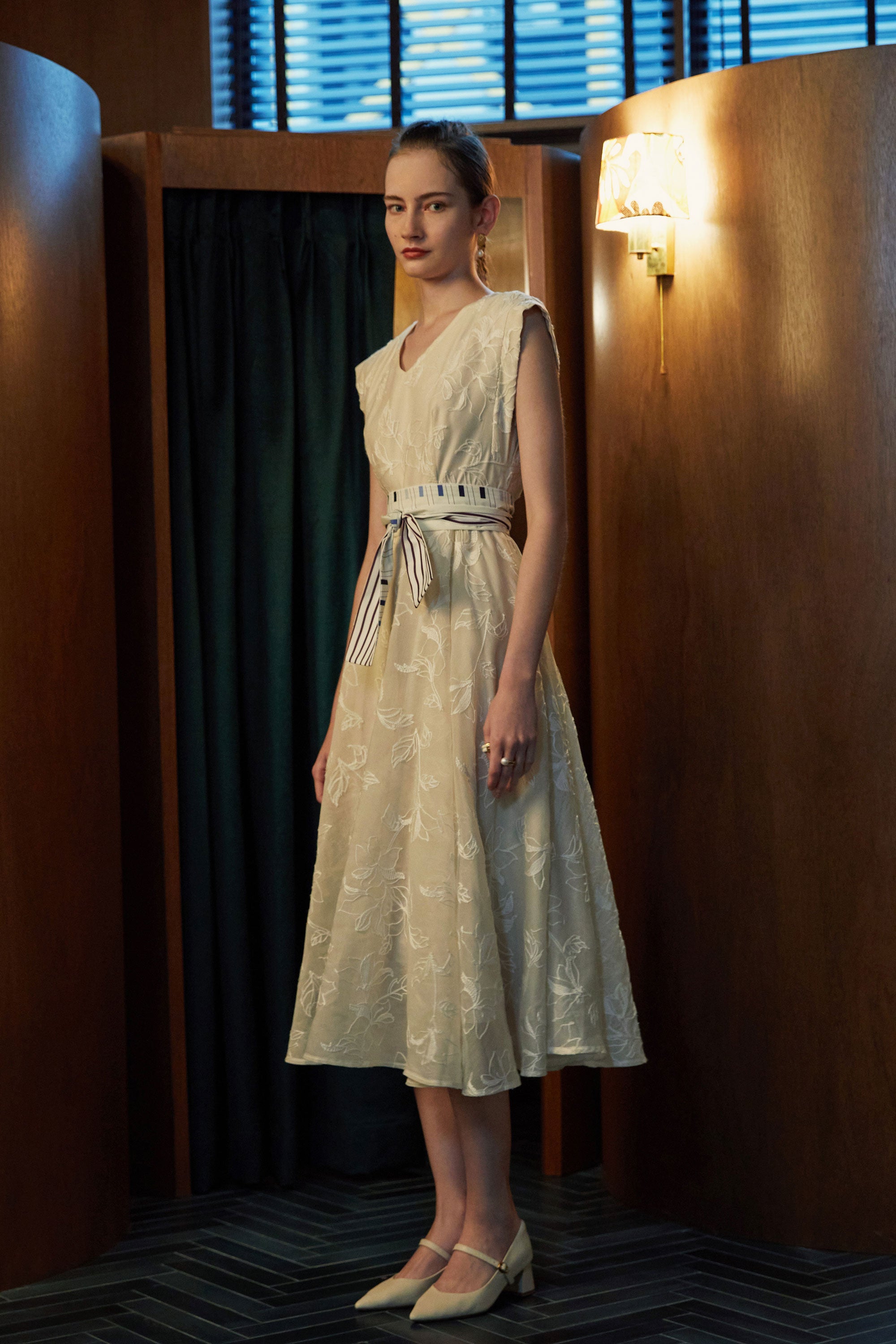 Square Sleeves Fit & Flare Dress (Lace)