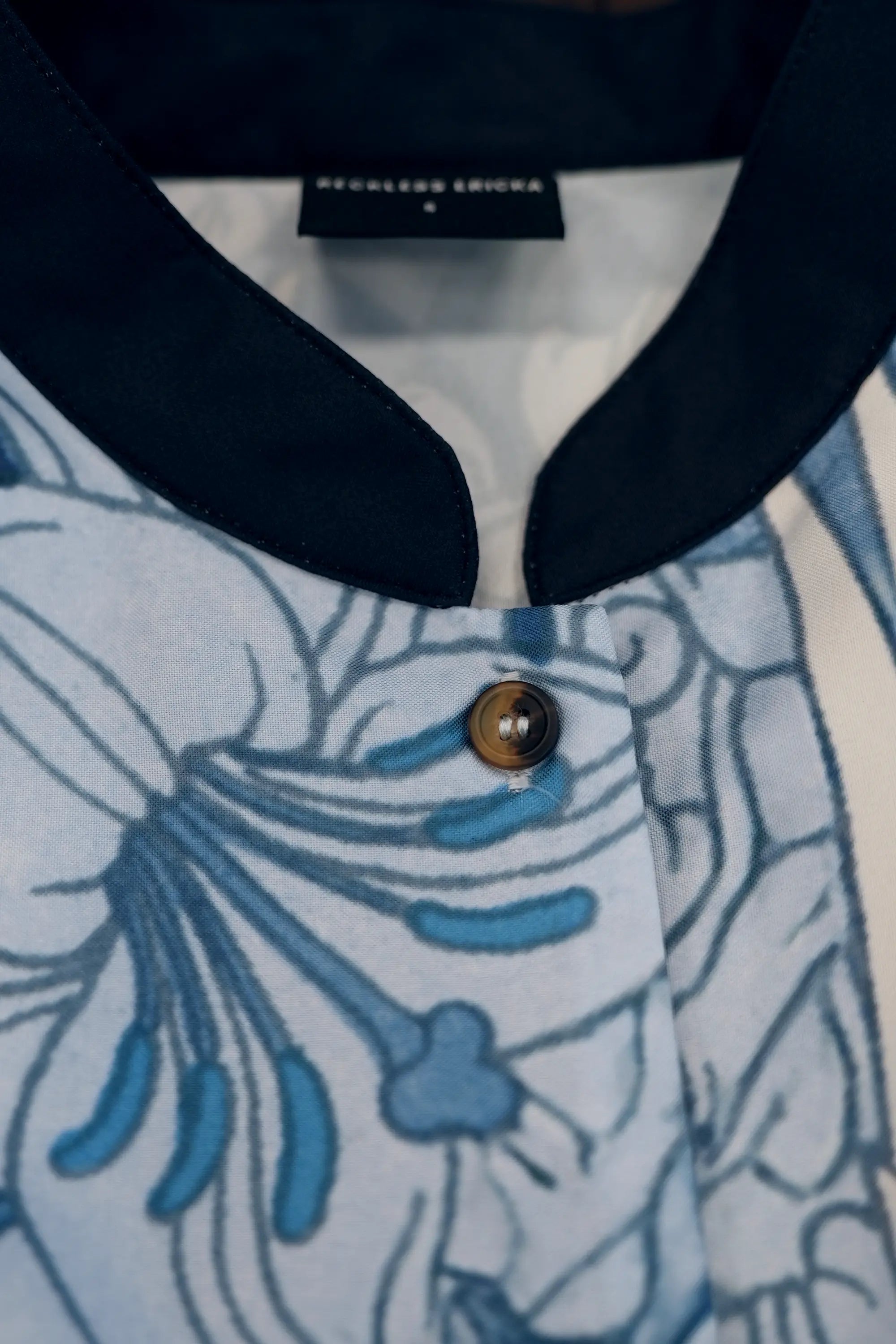 Chinese Collar Fit & Flare Dress (Dove)