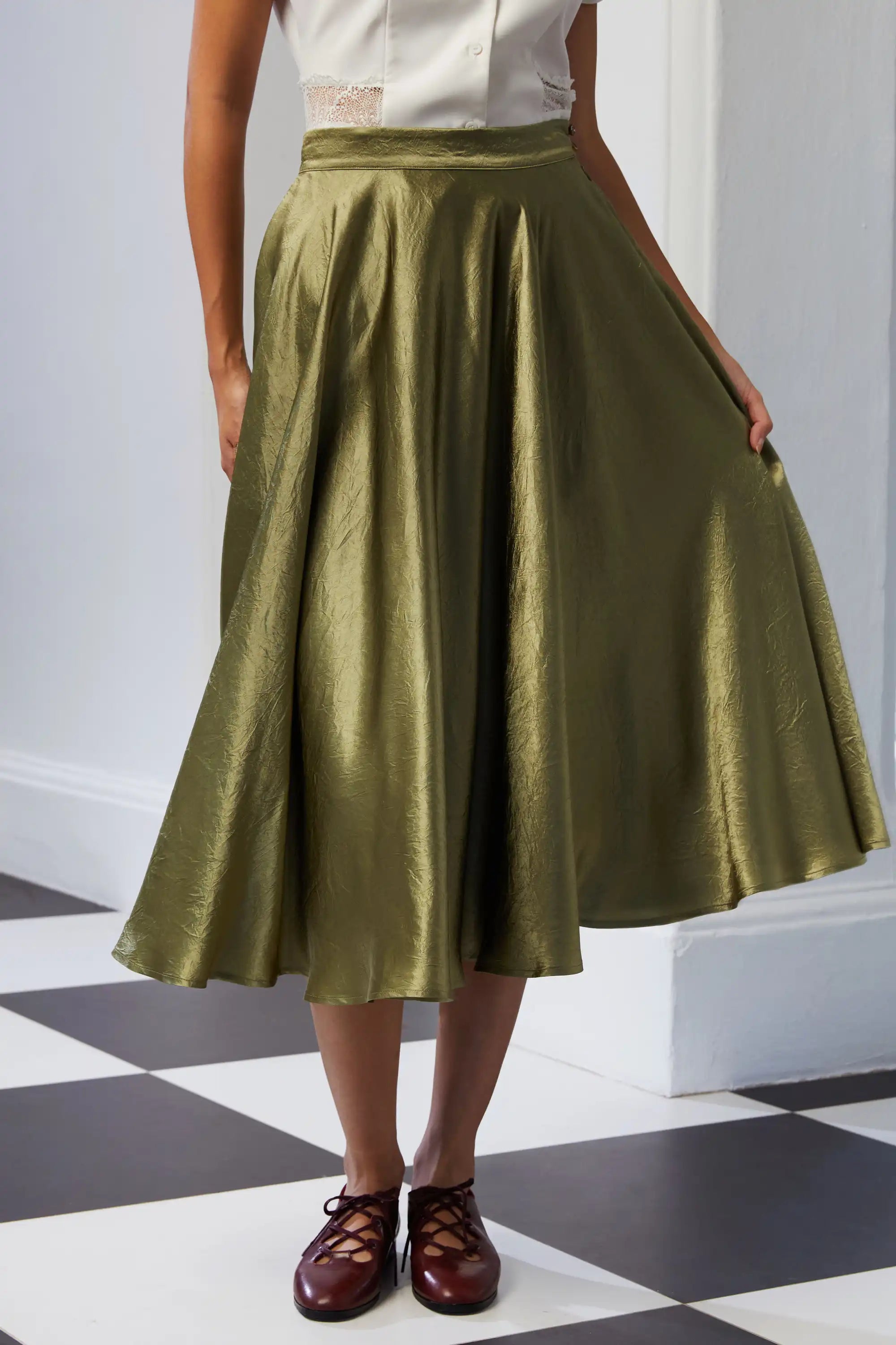 Full Circle Tea Skirt (Olive)