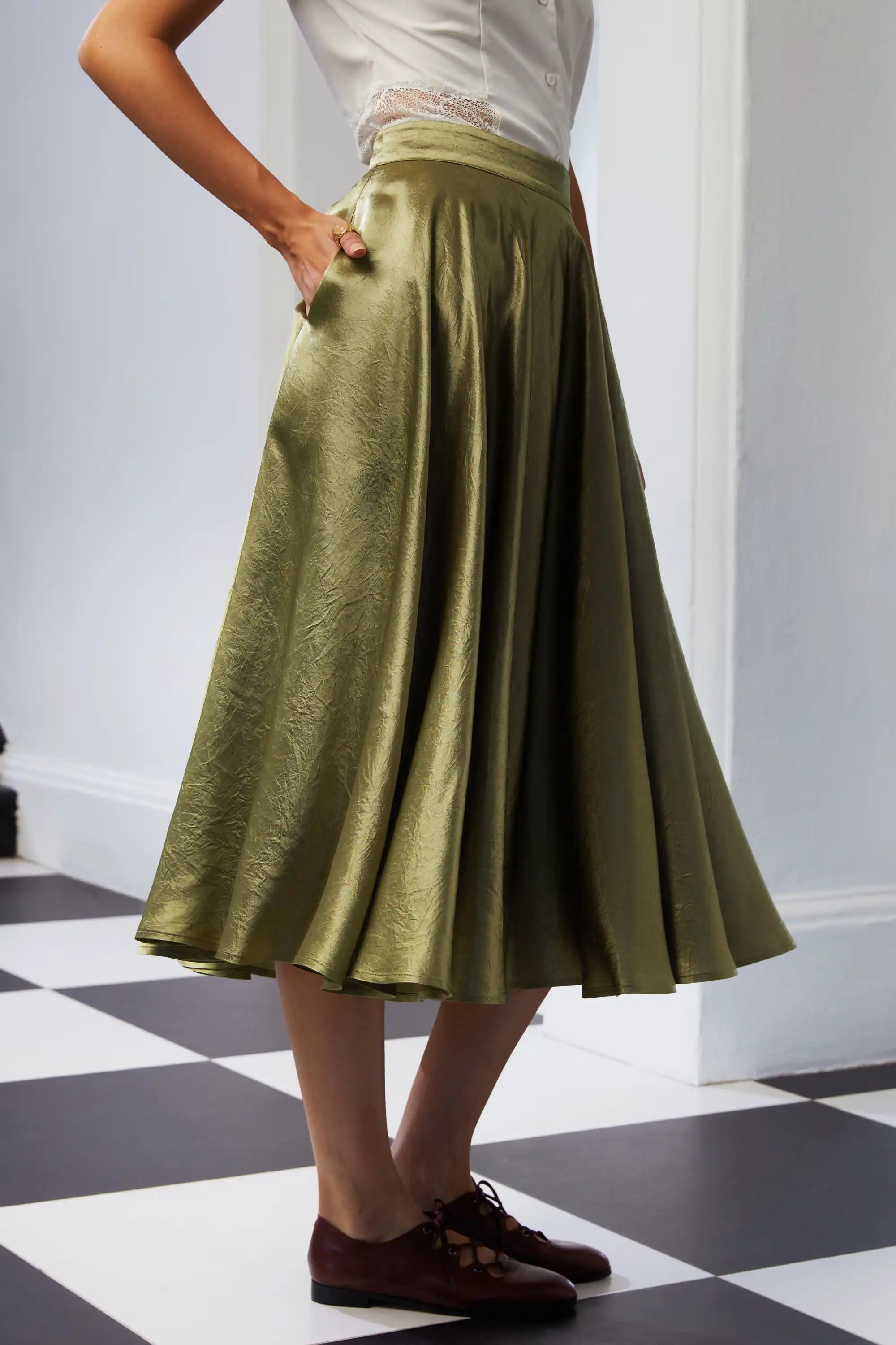 Full Circle Tea Skirt (Olive)