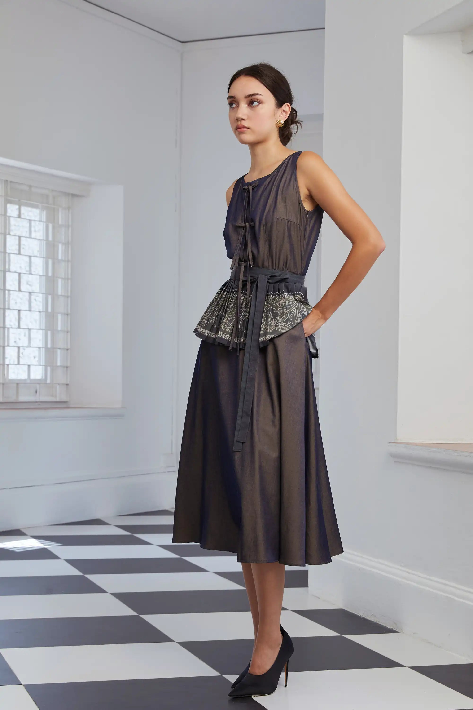 Peplum Racer Dress (Cicada)