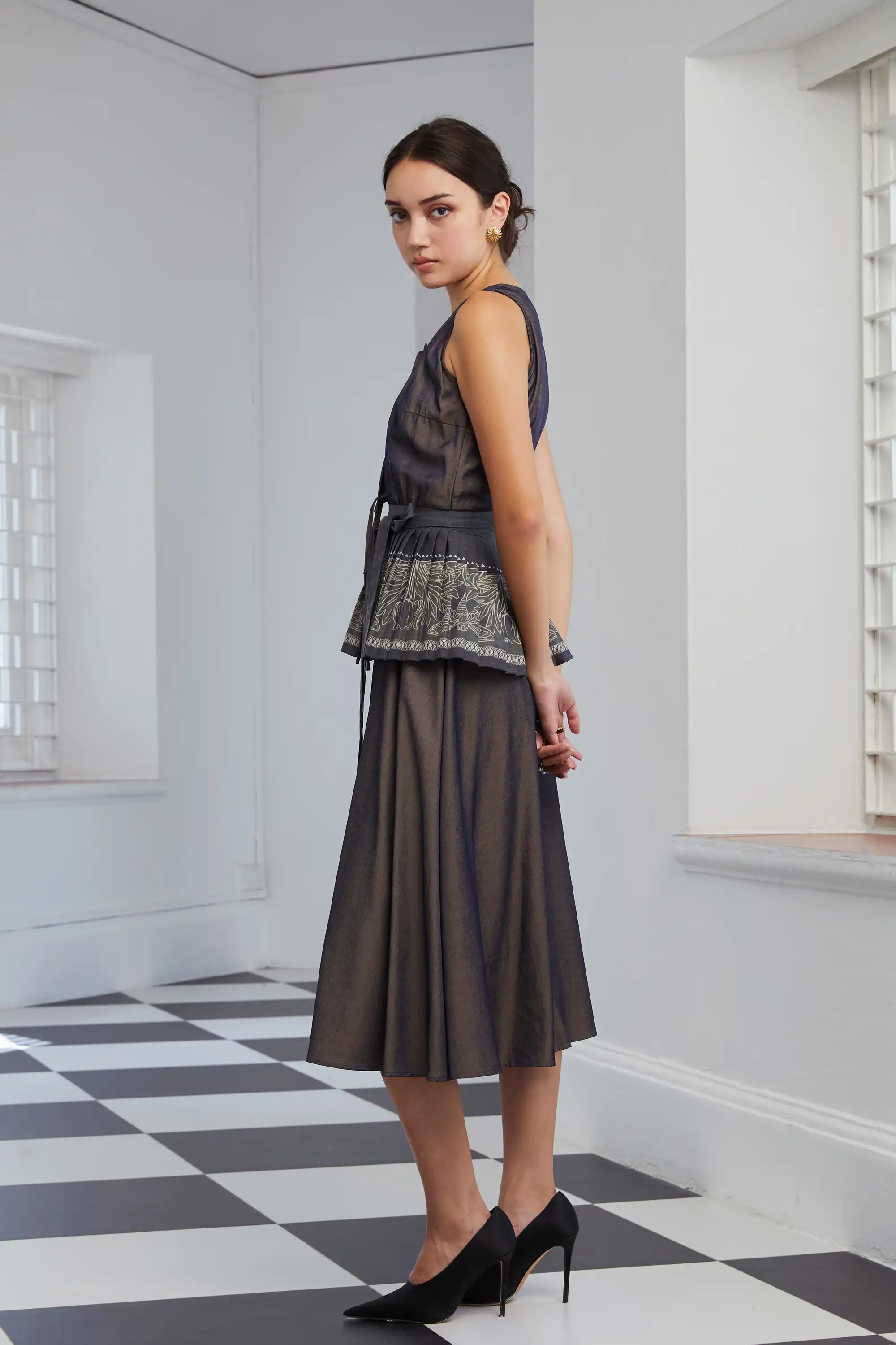 Peplum Racer Dress (Cicada)