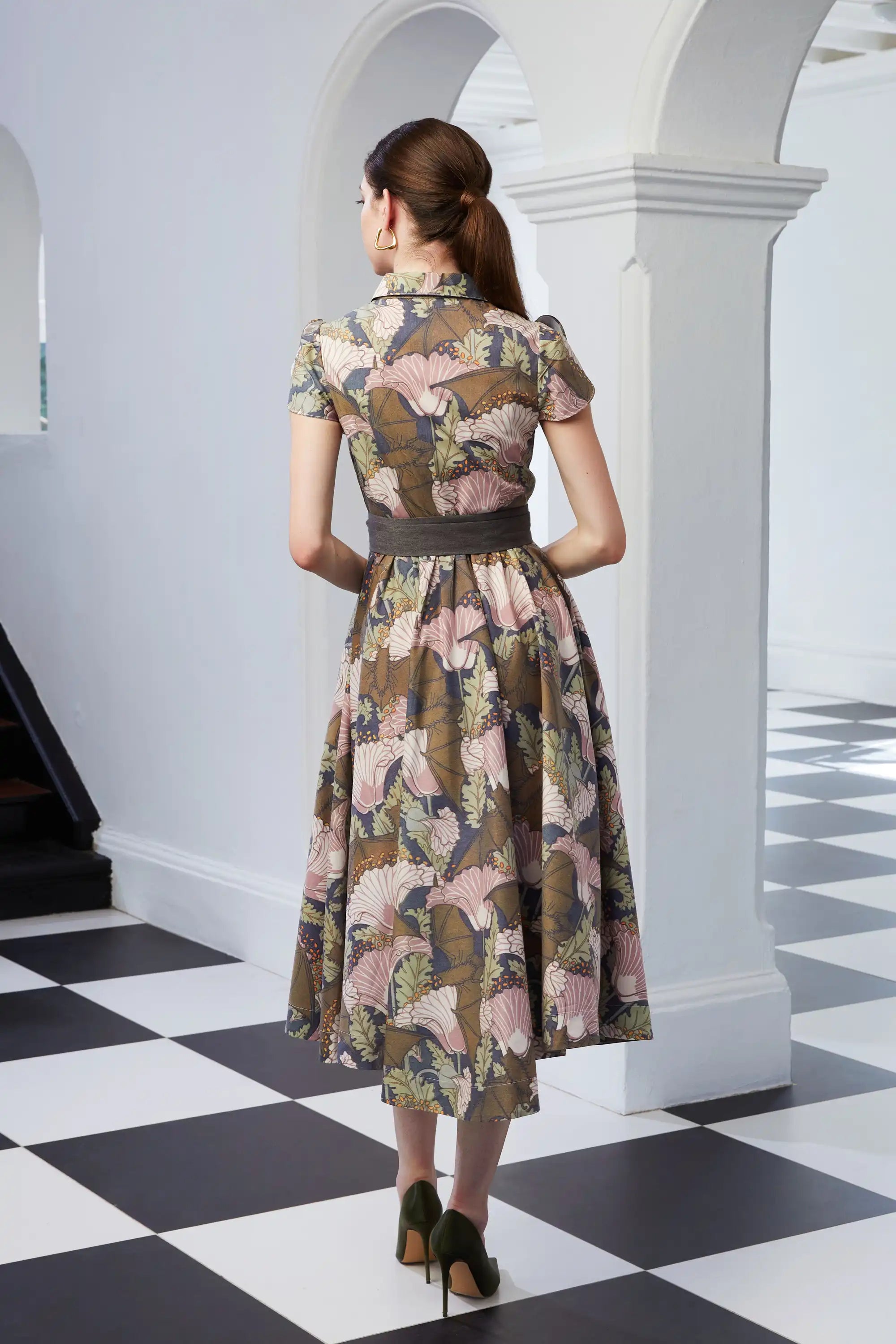 Snowdrop Sleeves Shirtwaist Dress (Bat)