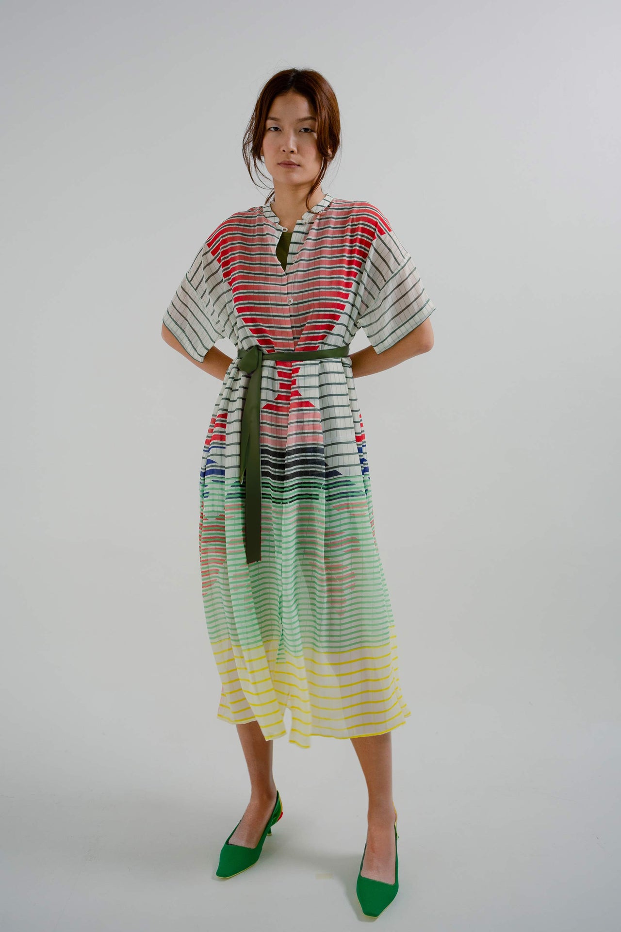 Micro-Chinese Collar Sheer Maxi Dress (Heaven)