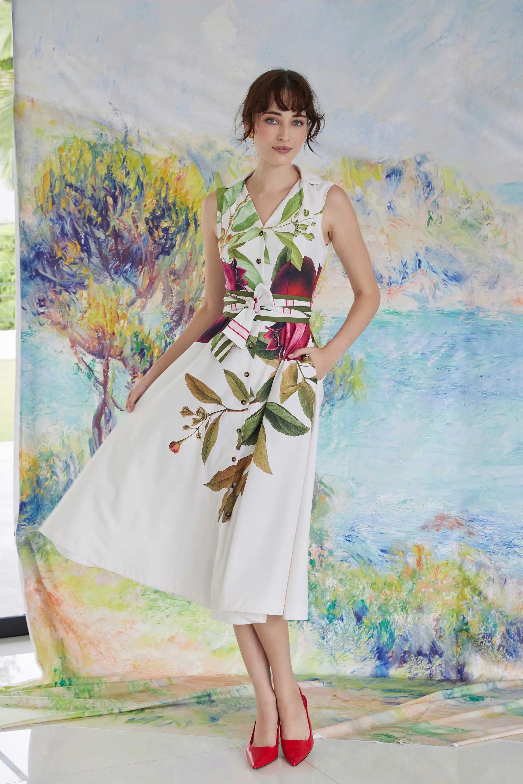 Blended Lapel Darted Dress (Pomegranate)