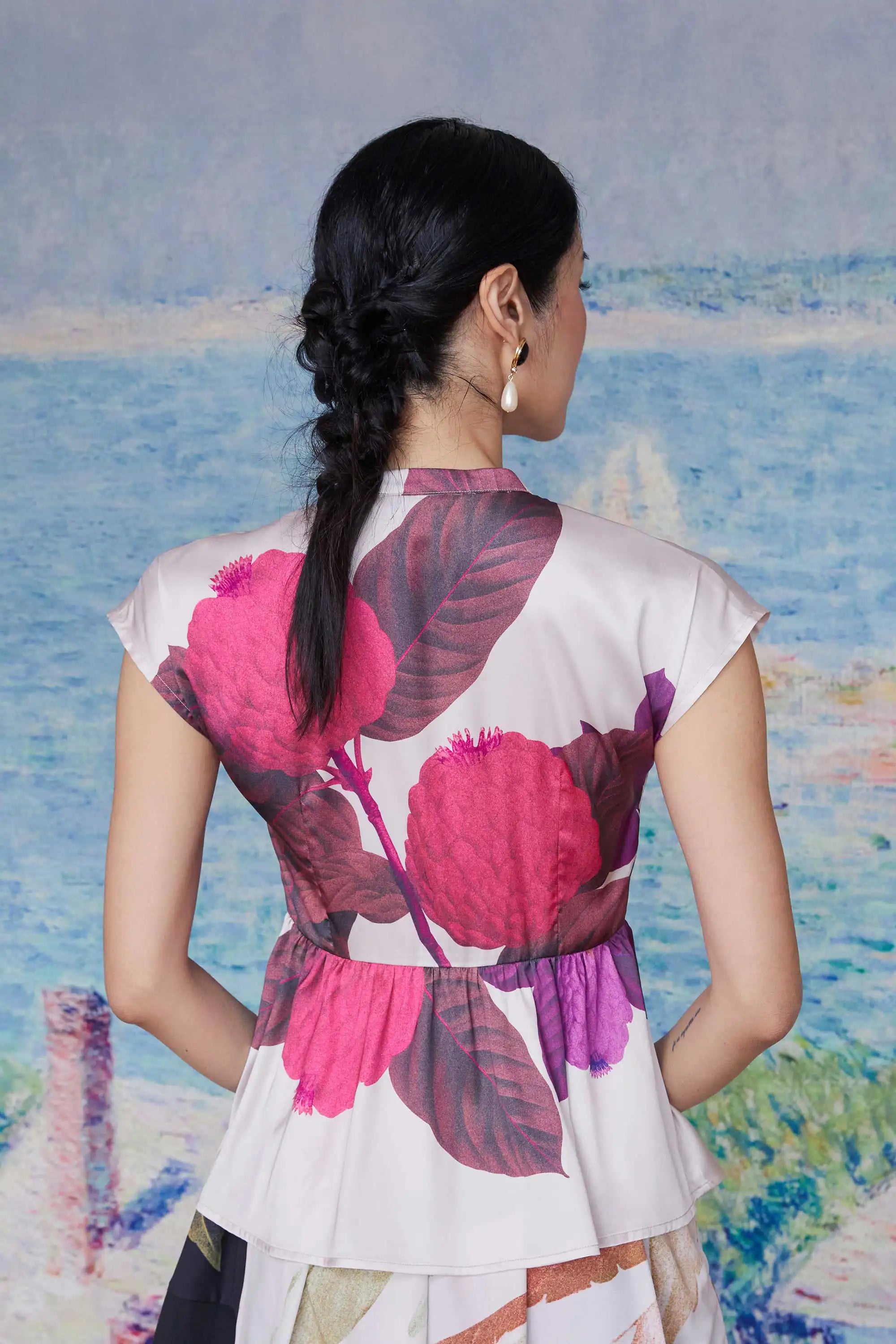 Chinese Collar Tie Top (Custard Apple)