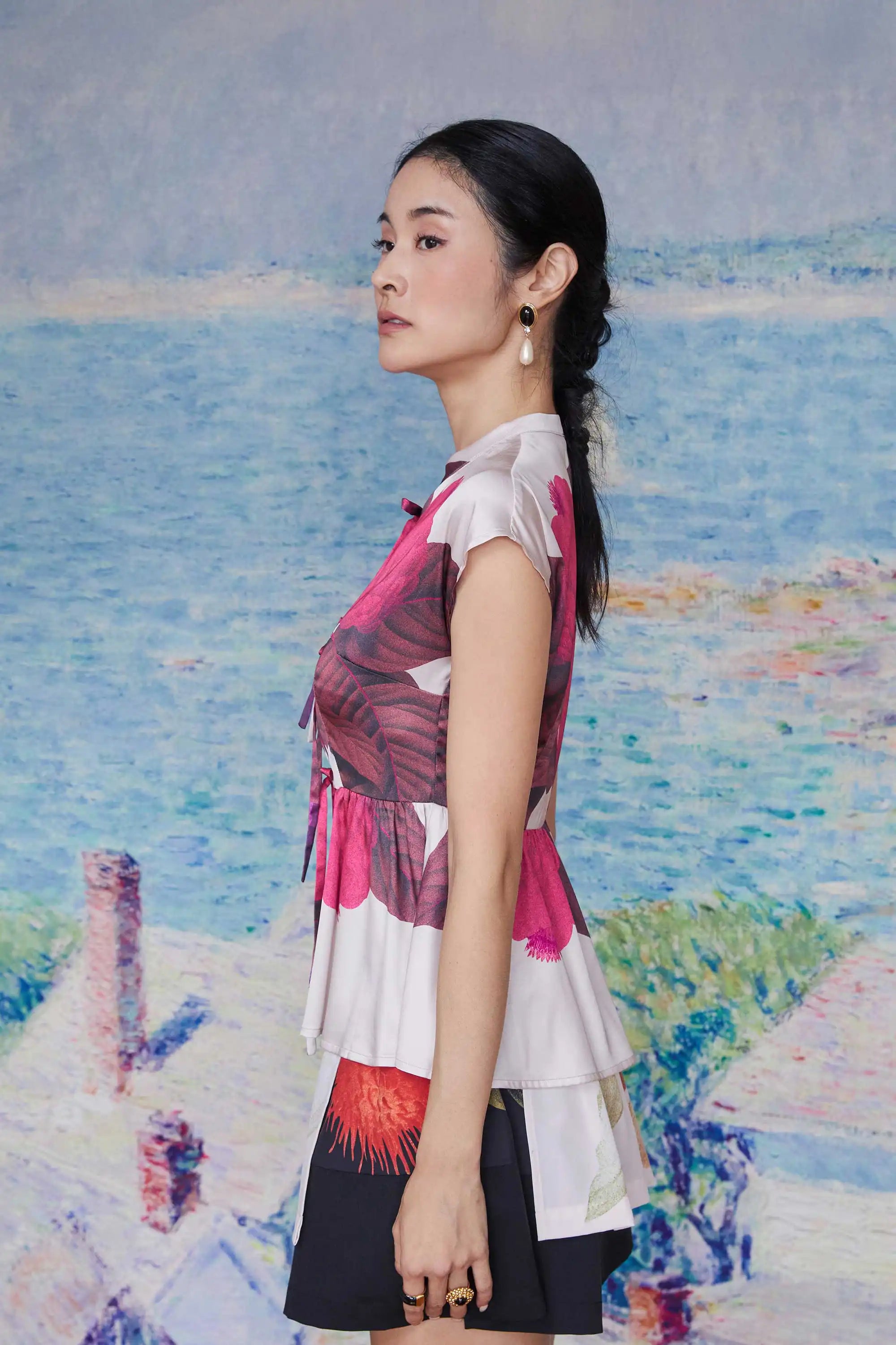 Chinese Collar Tie Top (Custard Apple)