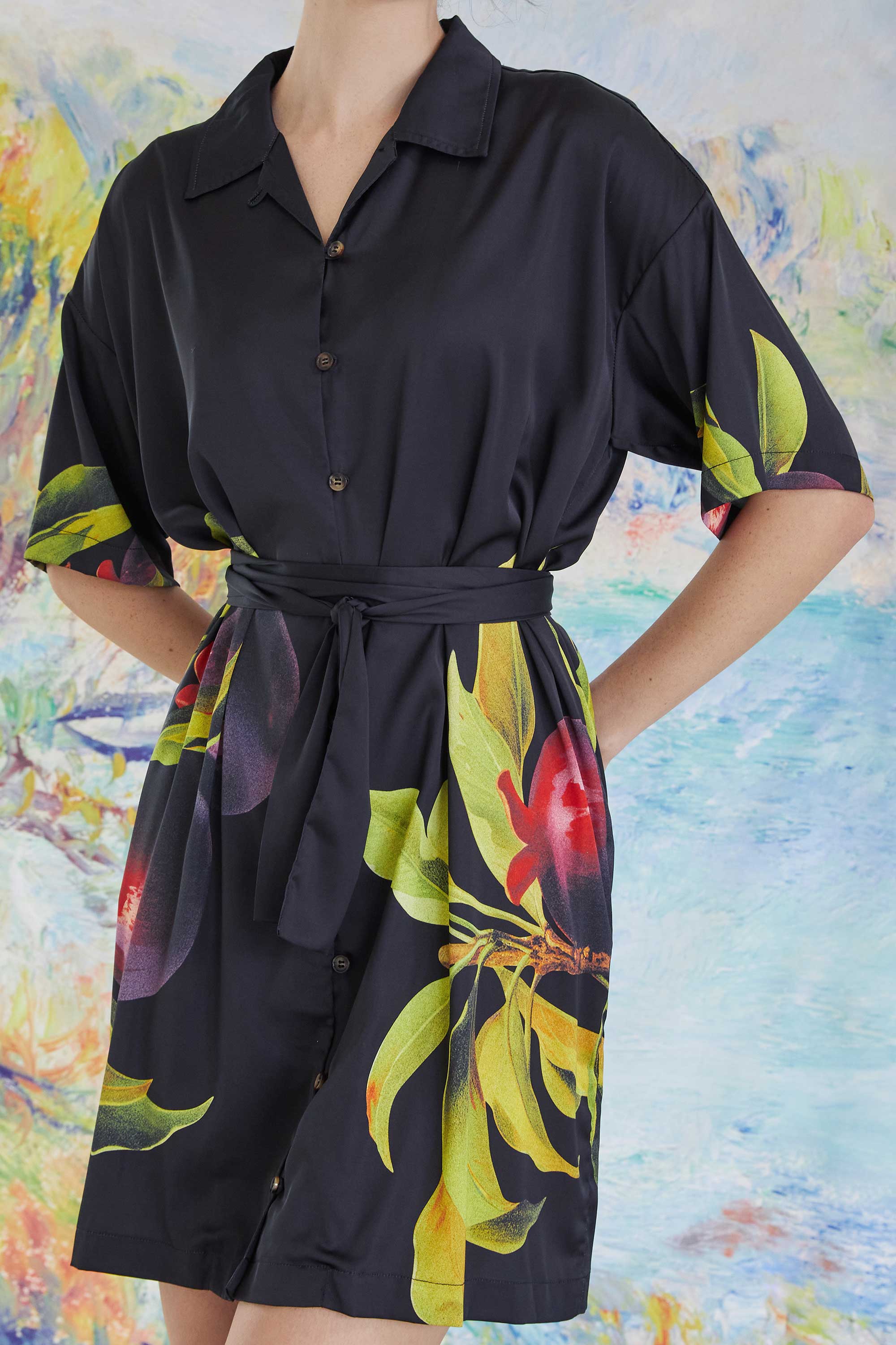 Cuban Shirt Dress (Mangosteen)