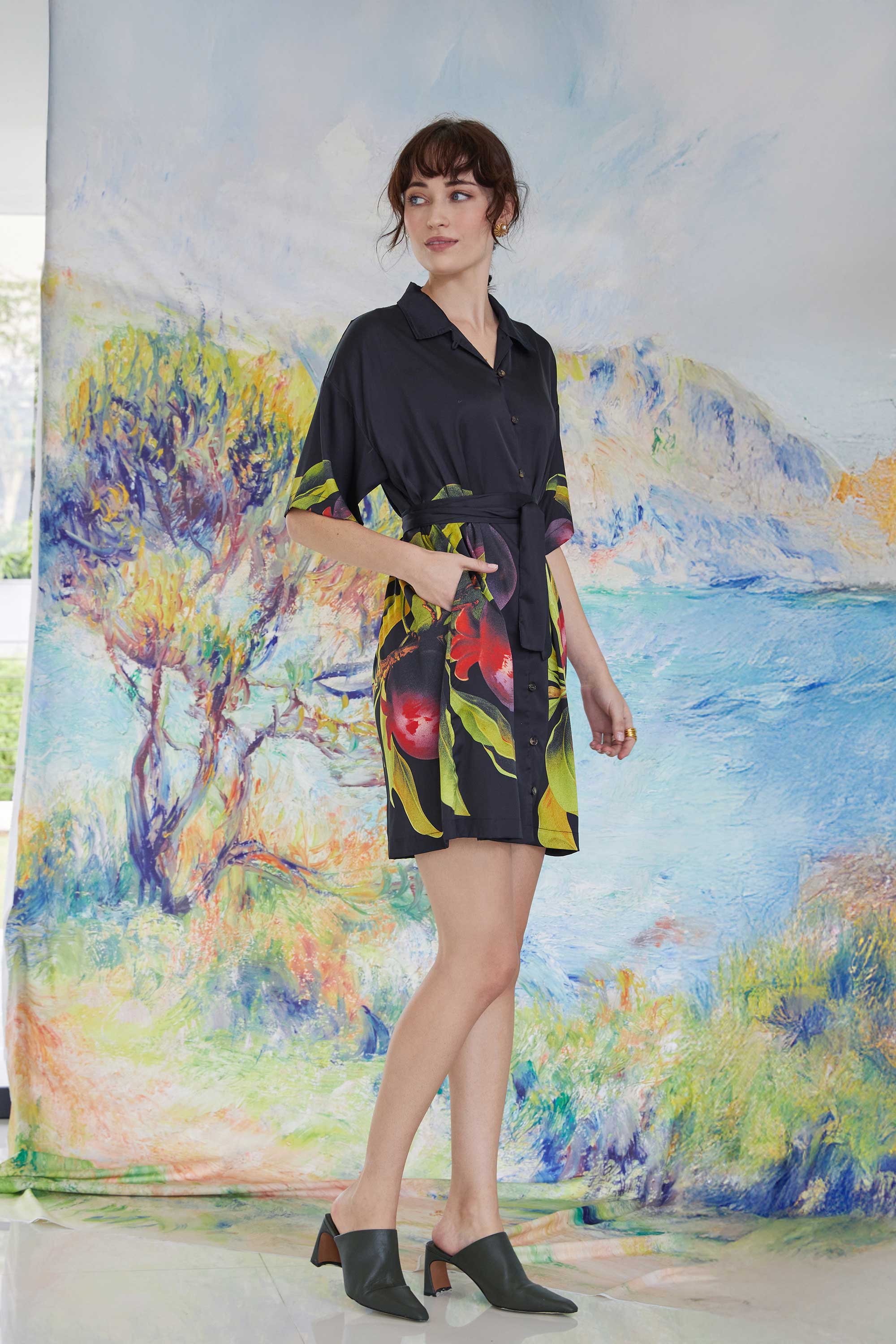 Cuban Shirt Dress (Mangosteen)