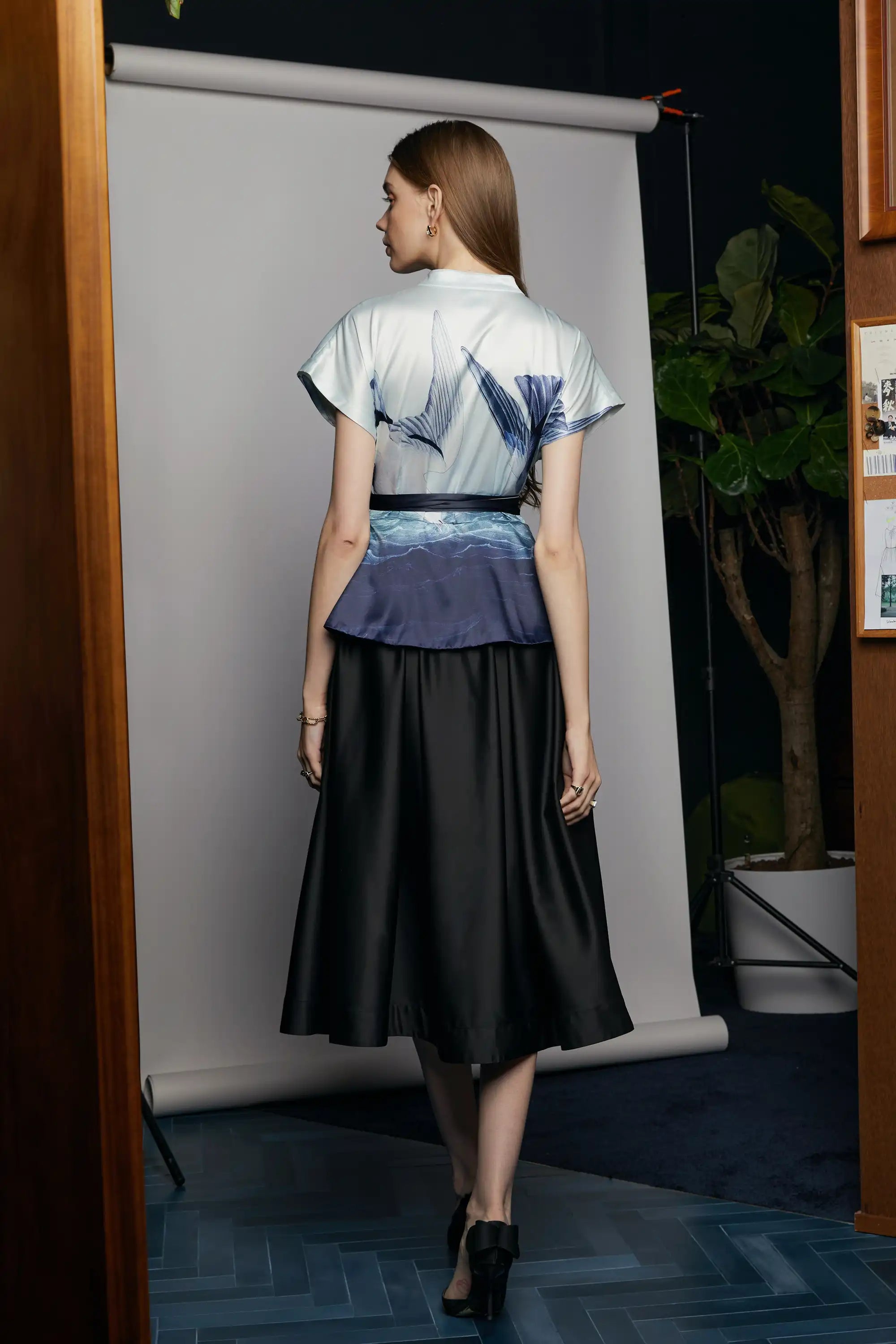 Fit & Flare Peplum Dress (Storm Petrel)