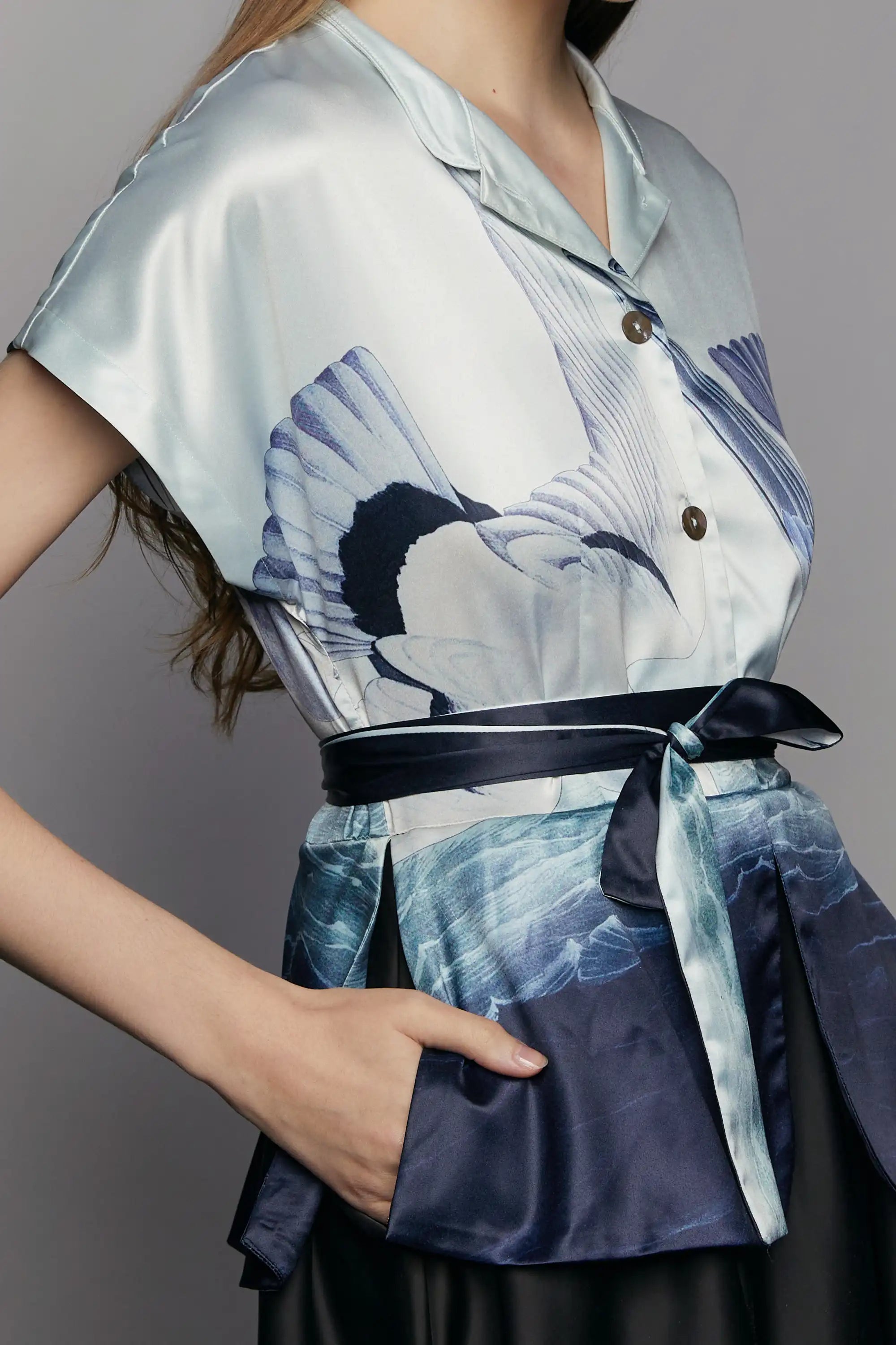 Fit & Flare Peplum Dress (Storm Petrel)
