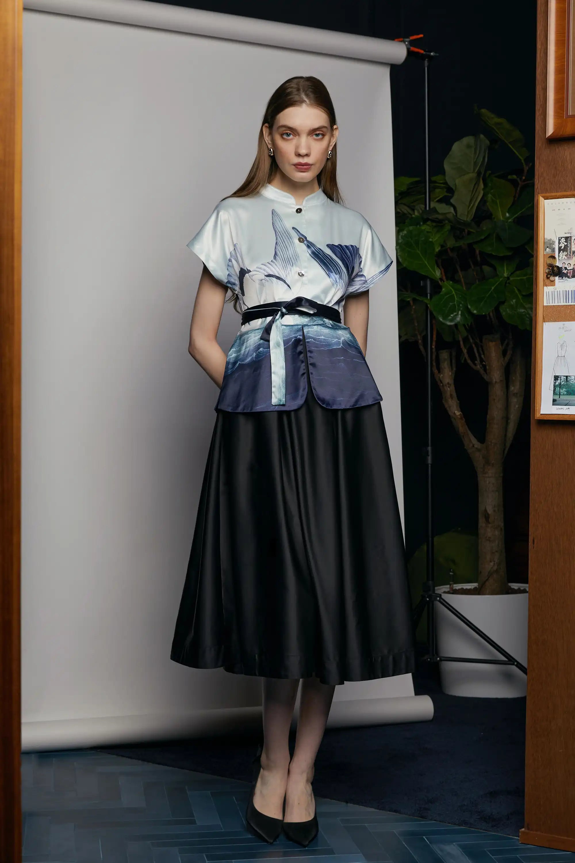 Fit & Flare Peplum Dress (Storm Petrel)