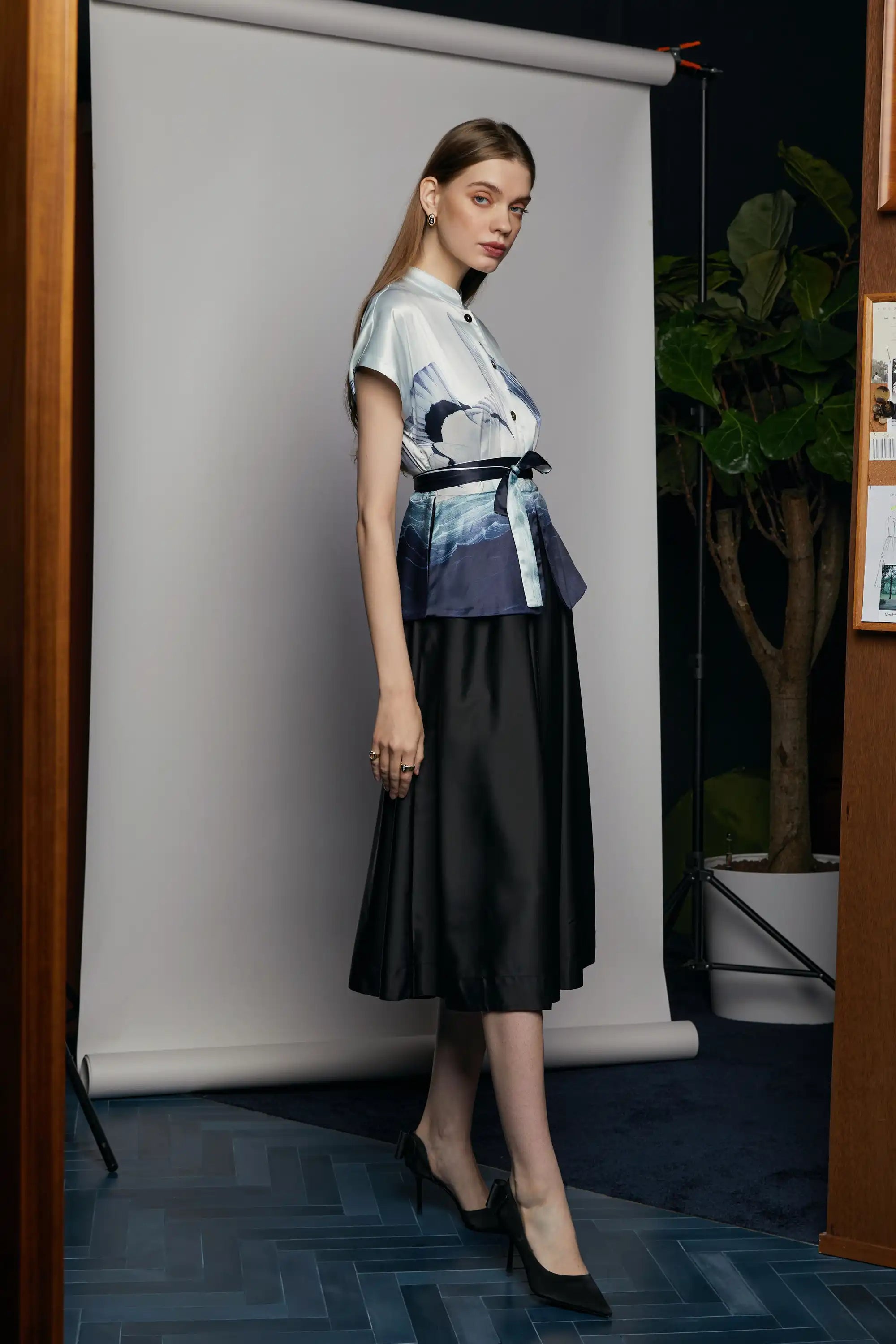 Fit & Flare Peplum Dress (Storm Petrel)