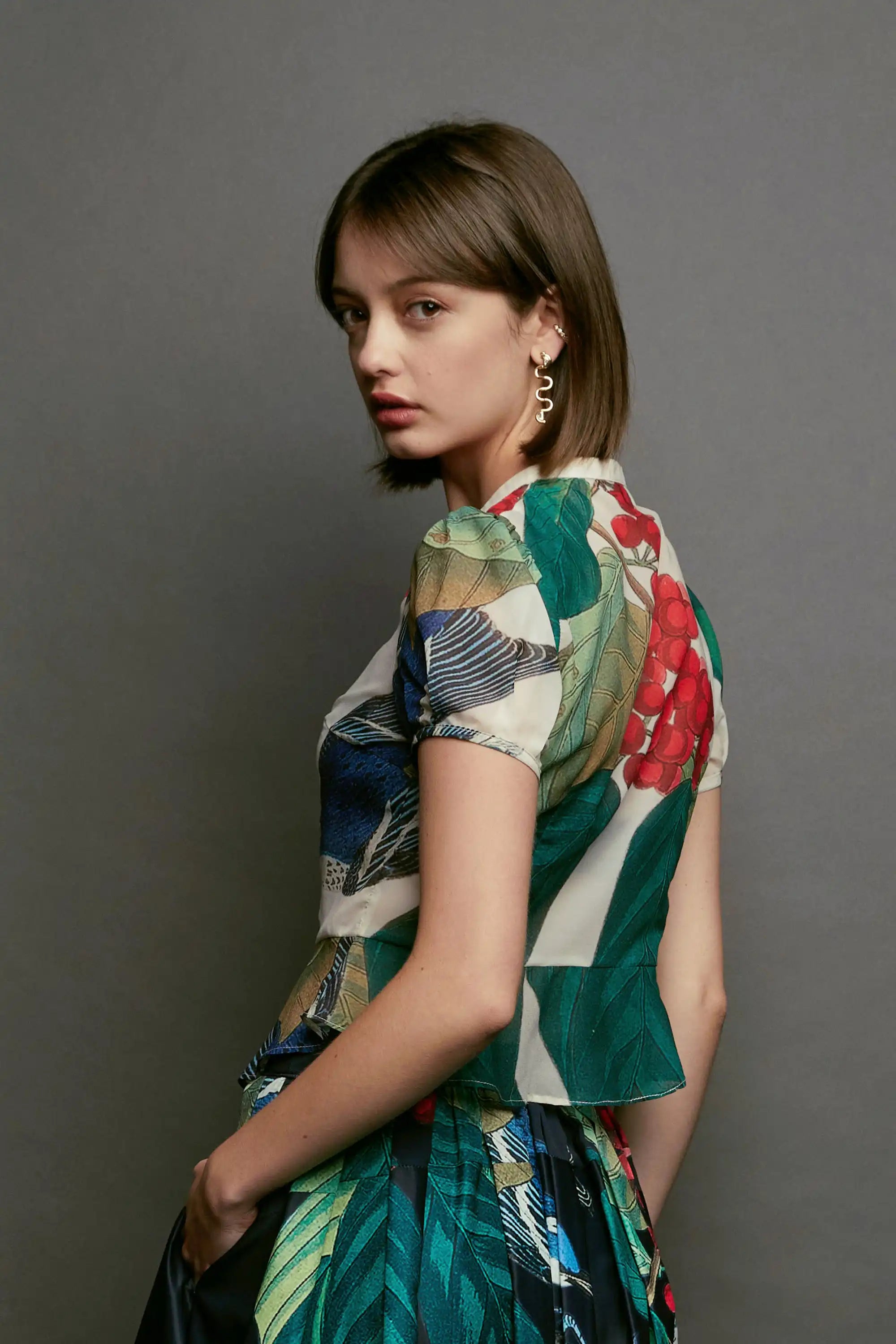 Keyhole Peplum Top (Cerulean Warbler)