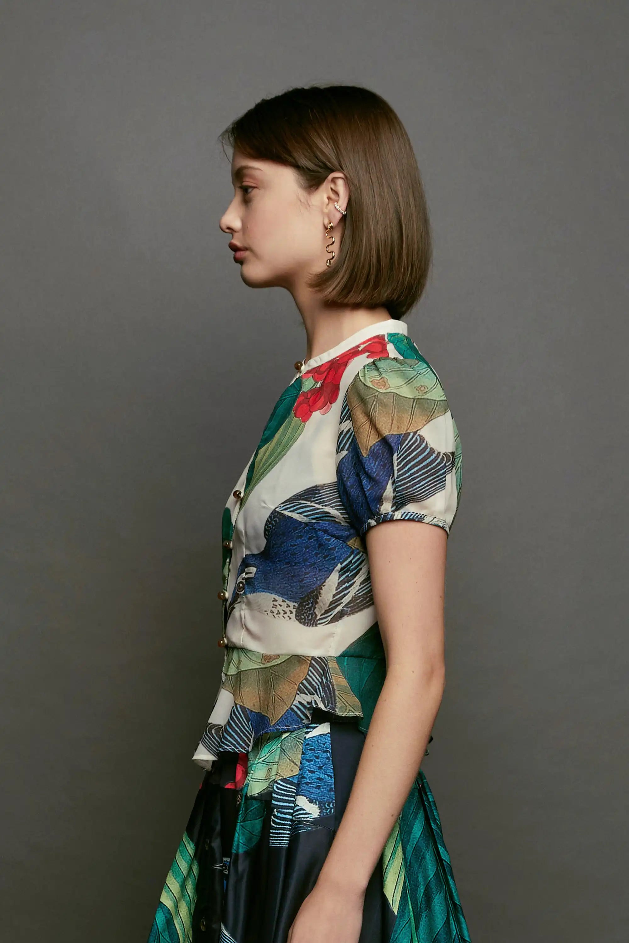 Keyhole Peplum Top (Cerulean Warbler)