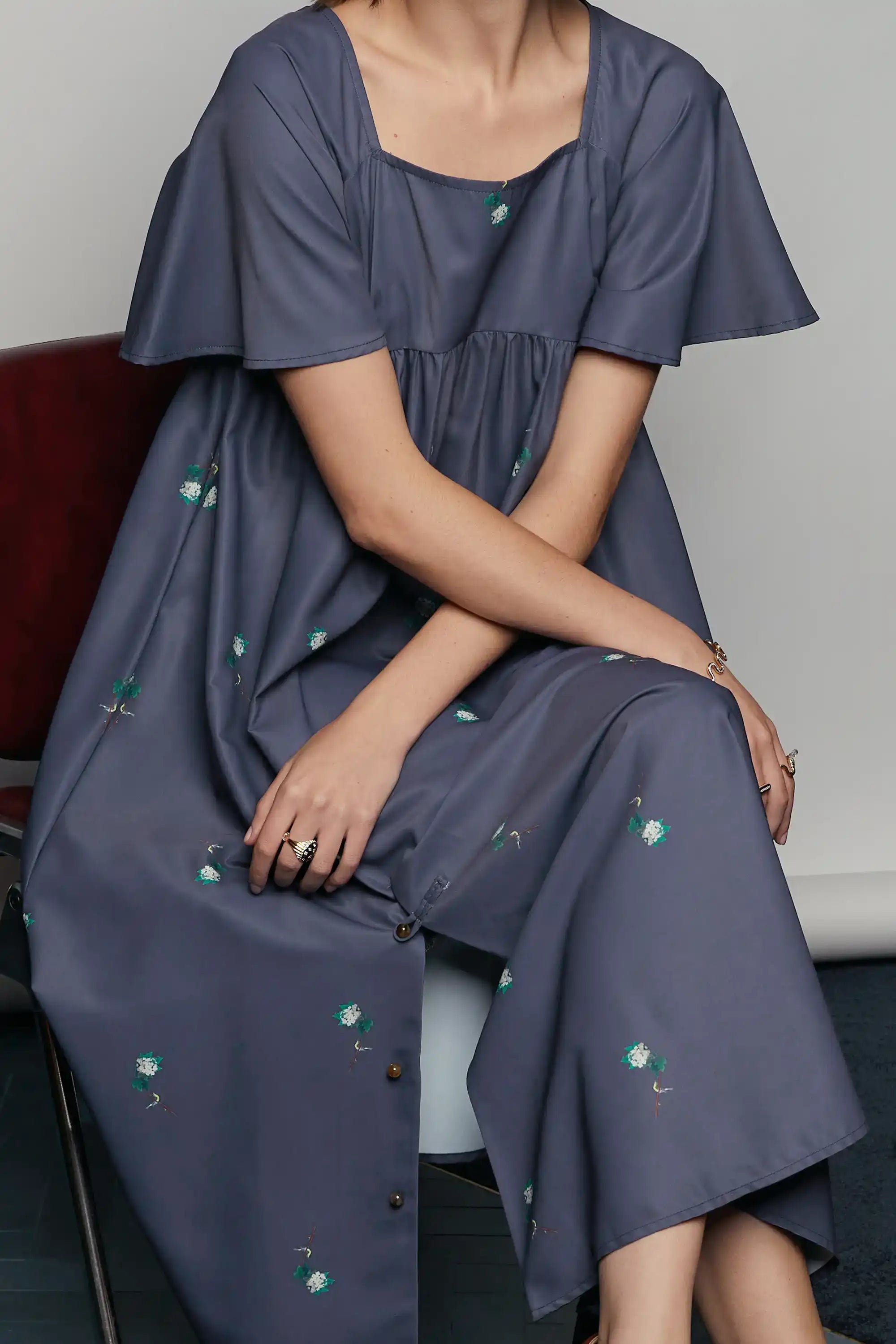 Pankou Slit Empire Dress (Yellow-Throated Vireo)