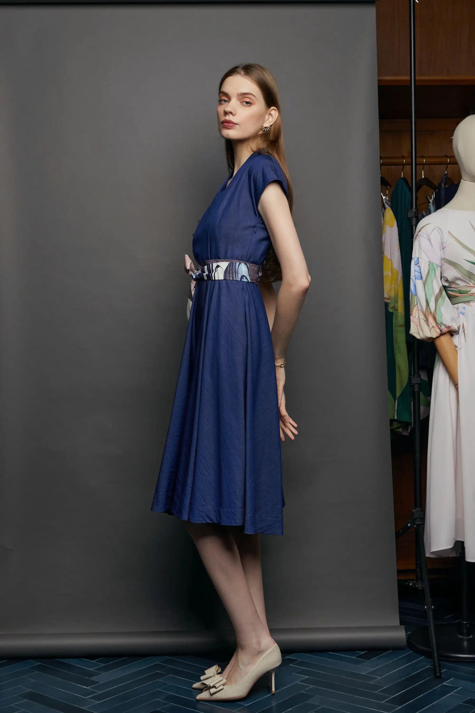 Surplice Fit & Flare Dress (Bonaparte’s Gull)
