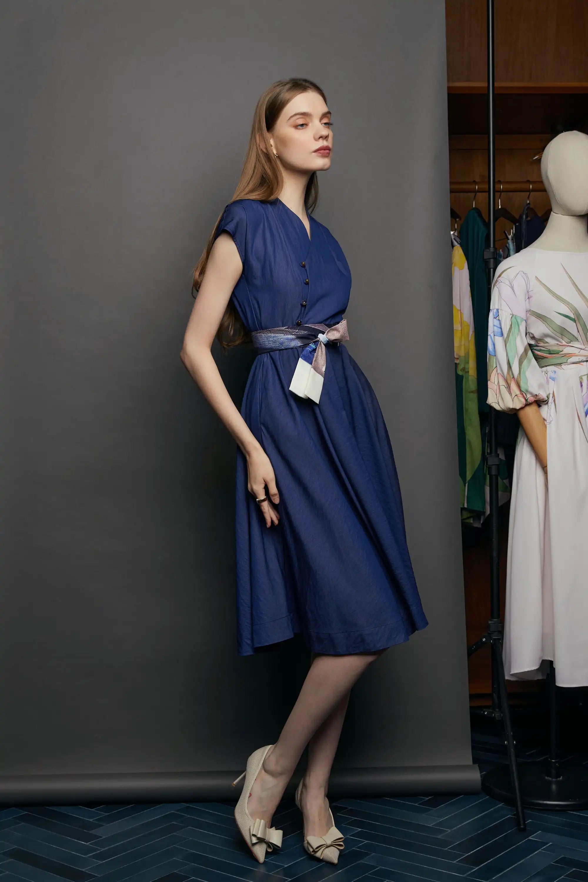 Surplice Fit & Flare Dress (Bonaparte’s Gull)