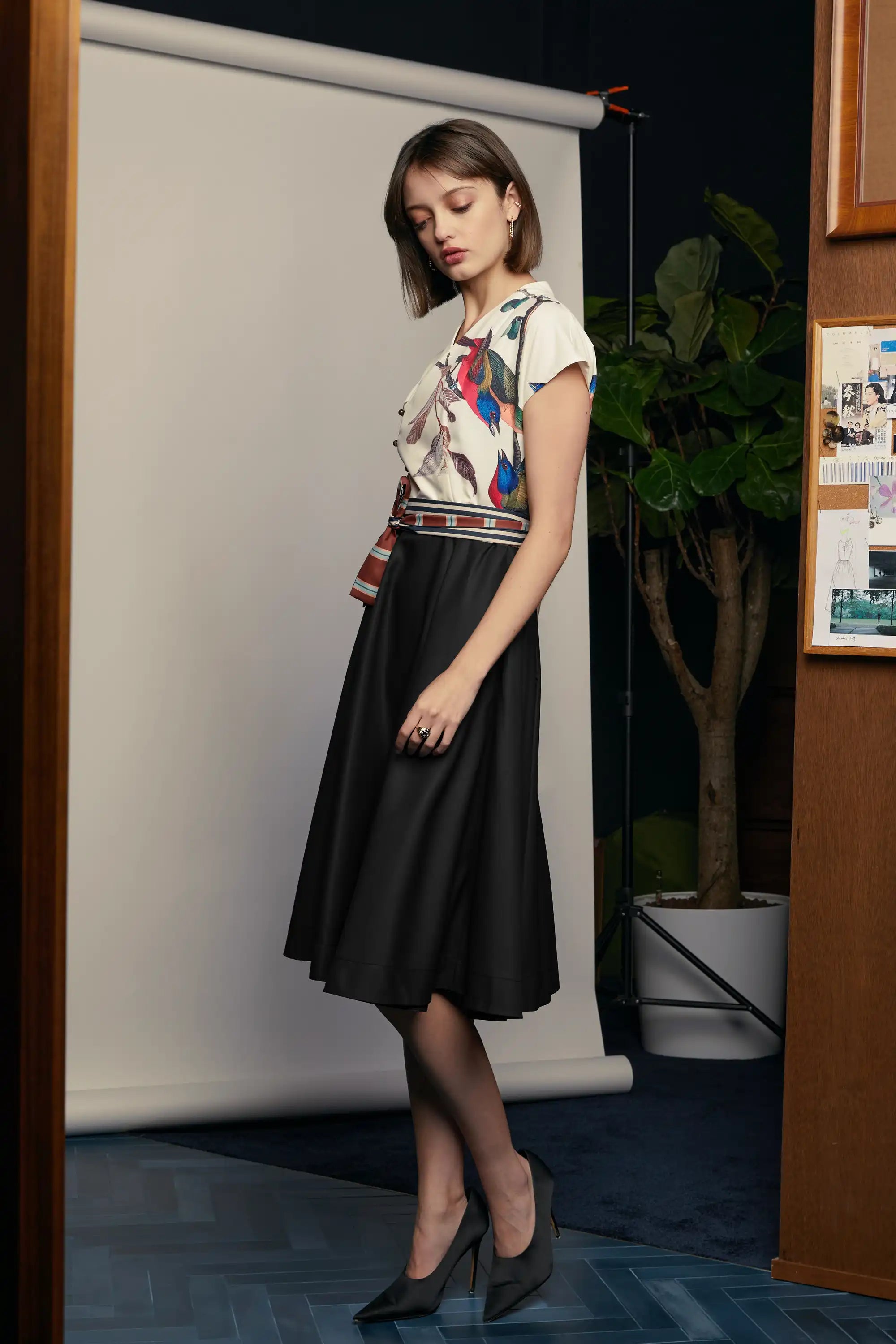 Surplice Fit & Flare Dress (Painted Finch)