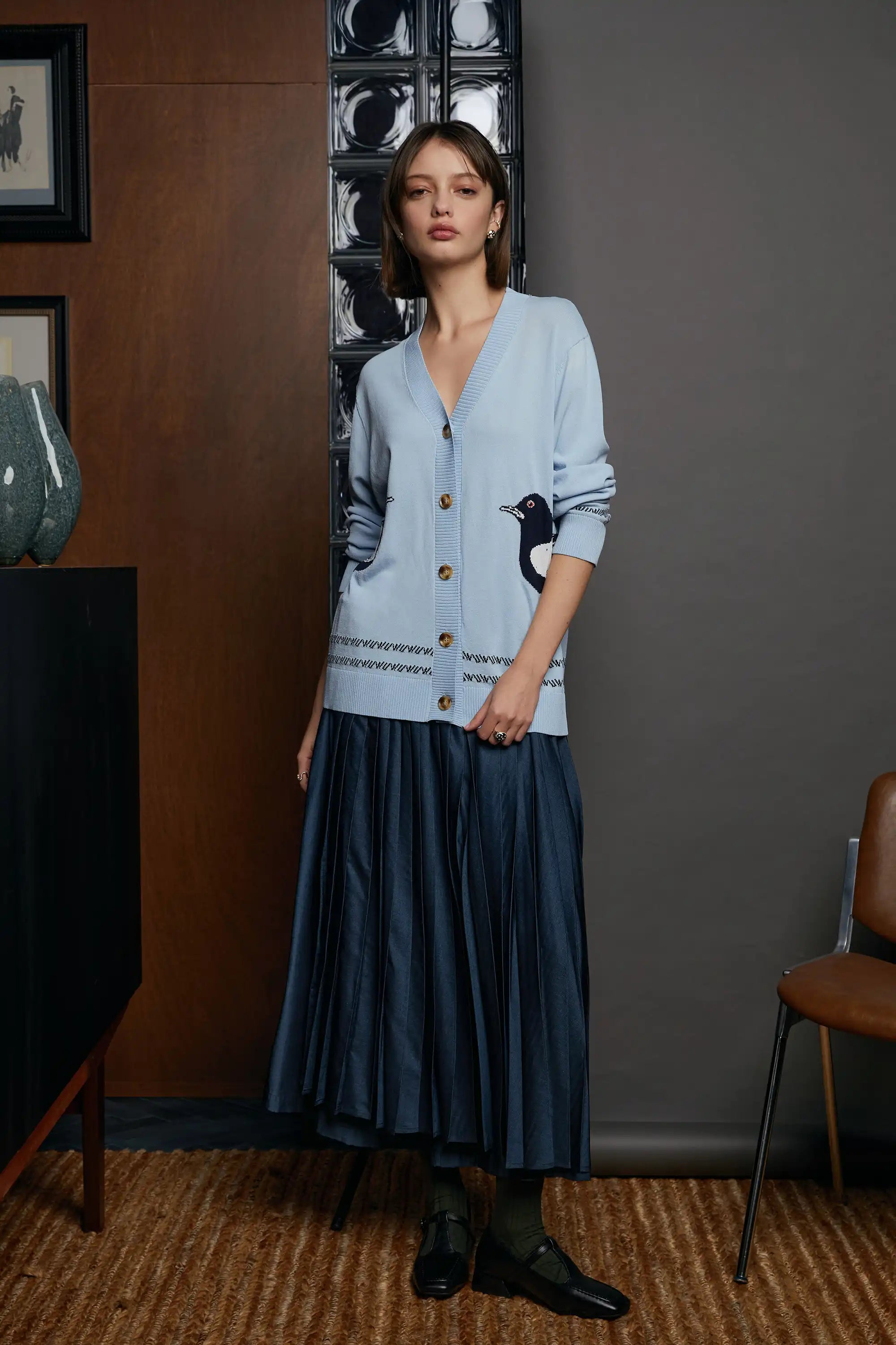 Unisex Soft Knit Cardigan (Sky Koel)