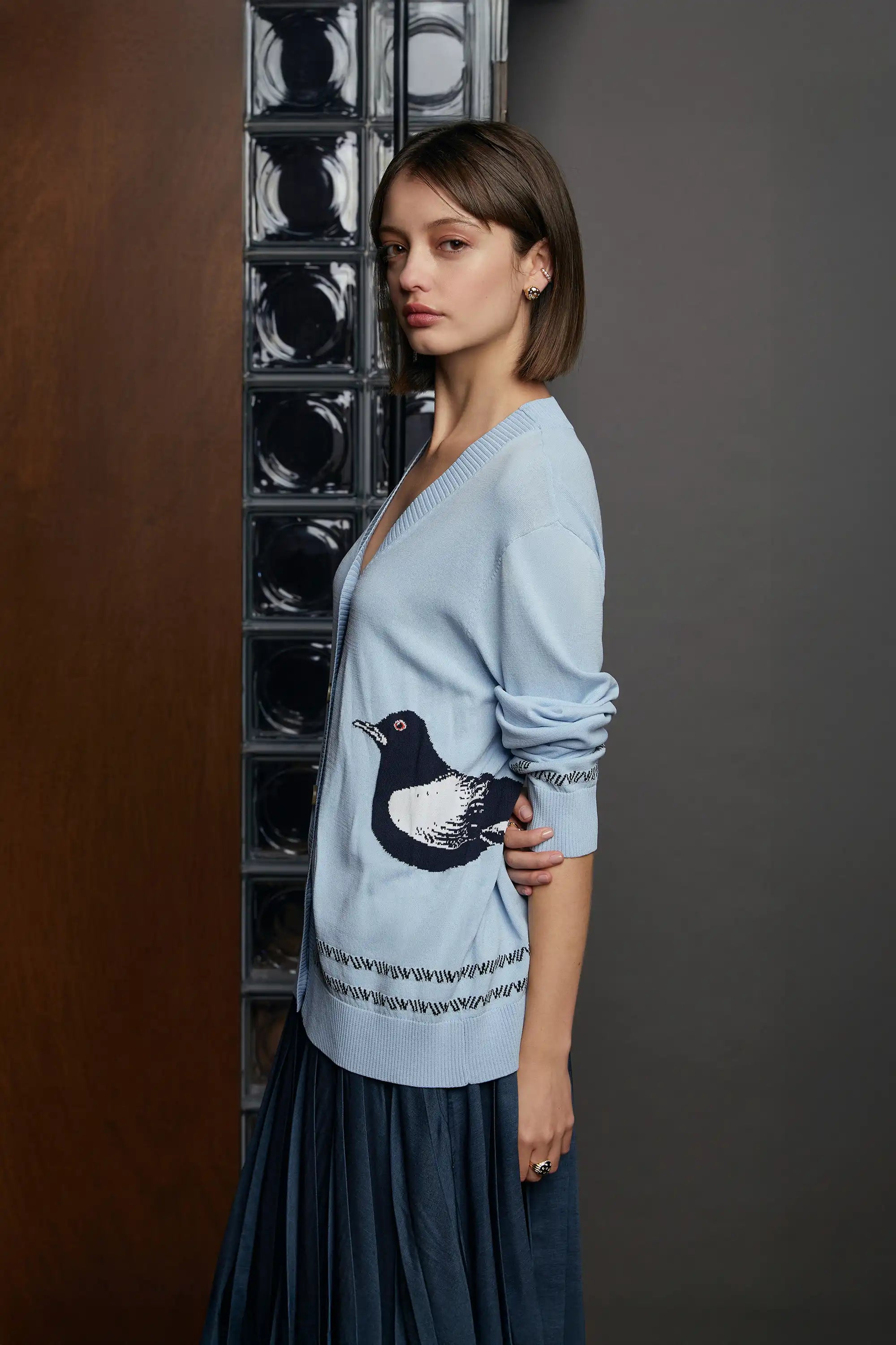 Unisex Soft Knit Cardigan (Sky Koel)