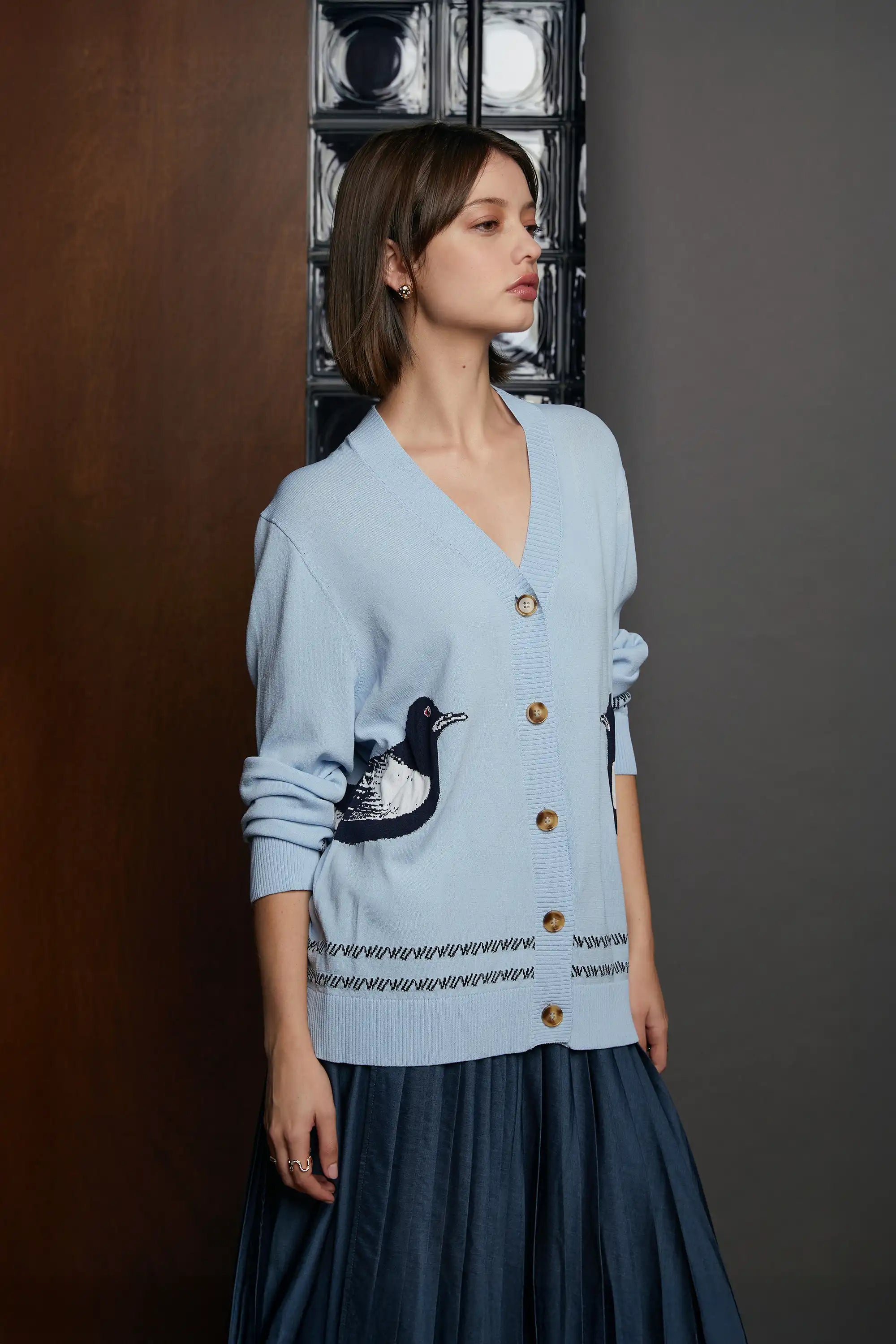 Unisex Soft Knit Cardigan (Sky Koel)
