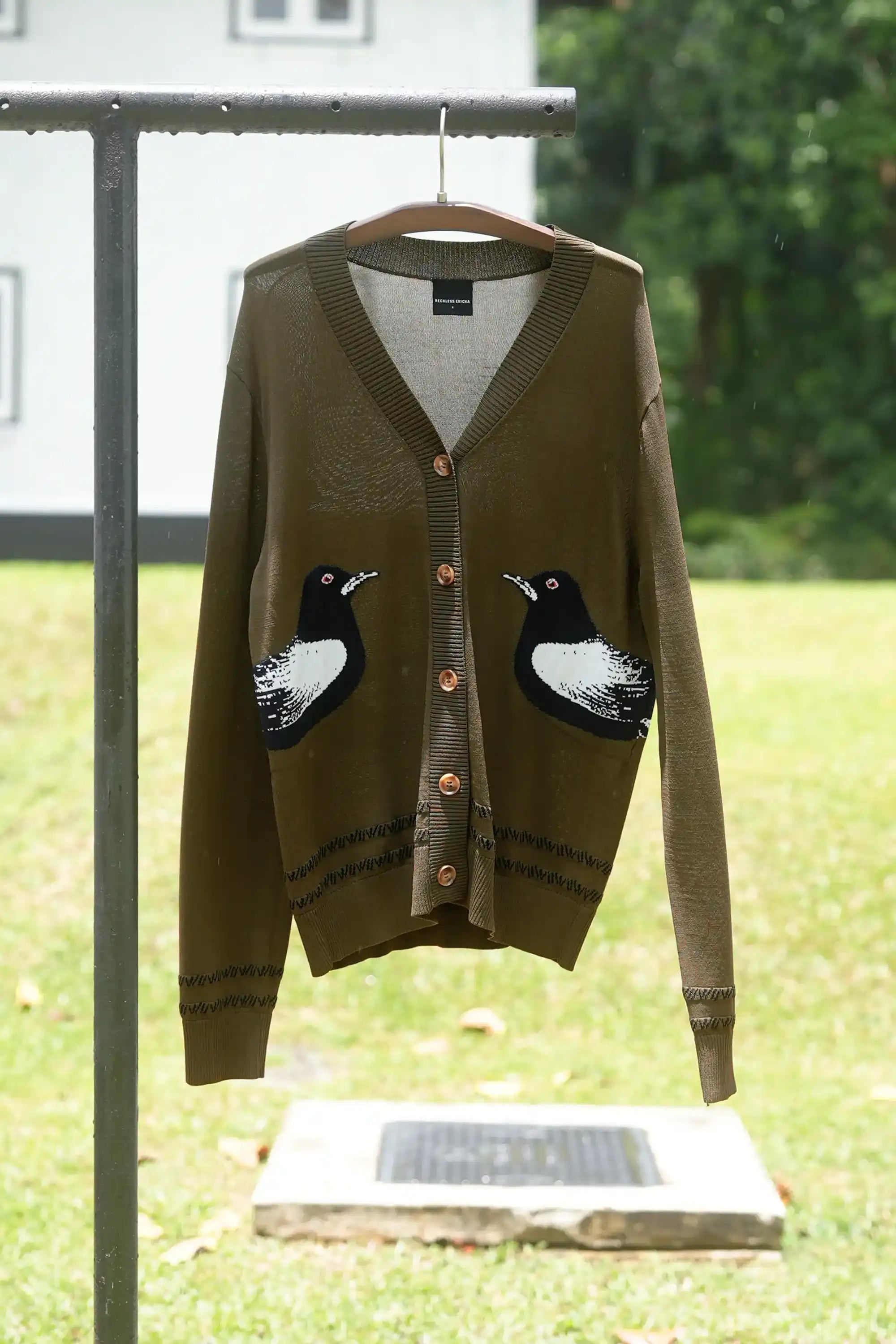 Unisex Soft Knit Cardigan (Olive Koel)